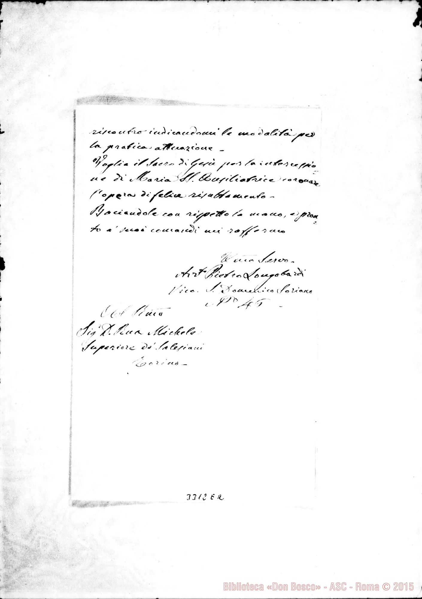 Fotogramma E 2 — Avv. Pietro Longobardi-Don Rua. Napoli, 23-05-1894