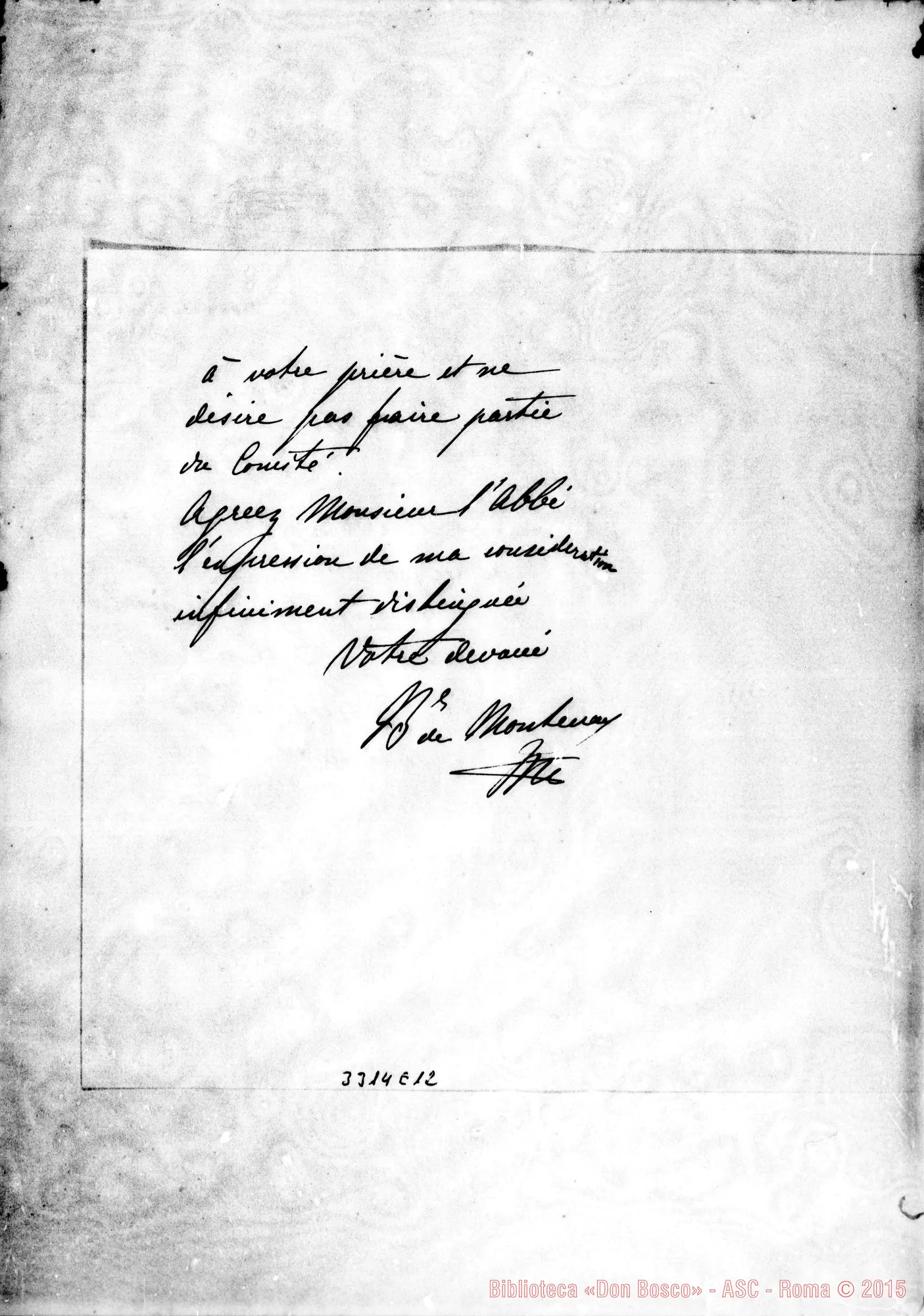 Fotogramma E 12 — Da Merau A Monsieur l’Abbé, T8-01-1896