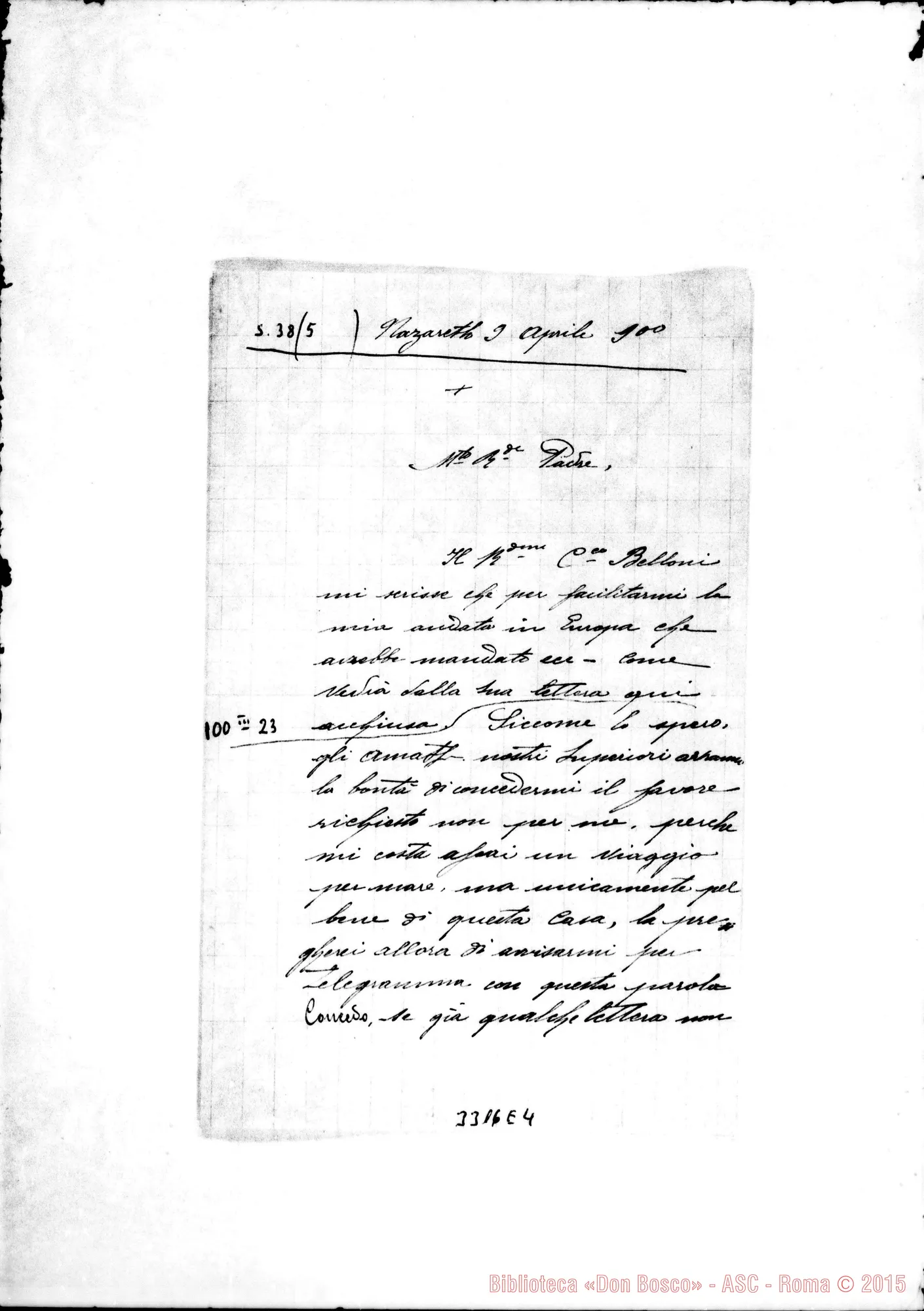 Fotogramma E 4 — Don Atanasio Prun-Rev.do Padre. Nazareth, 3-04-1900