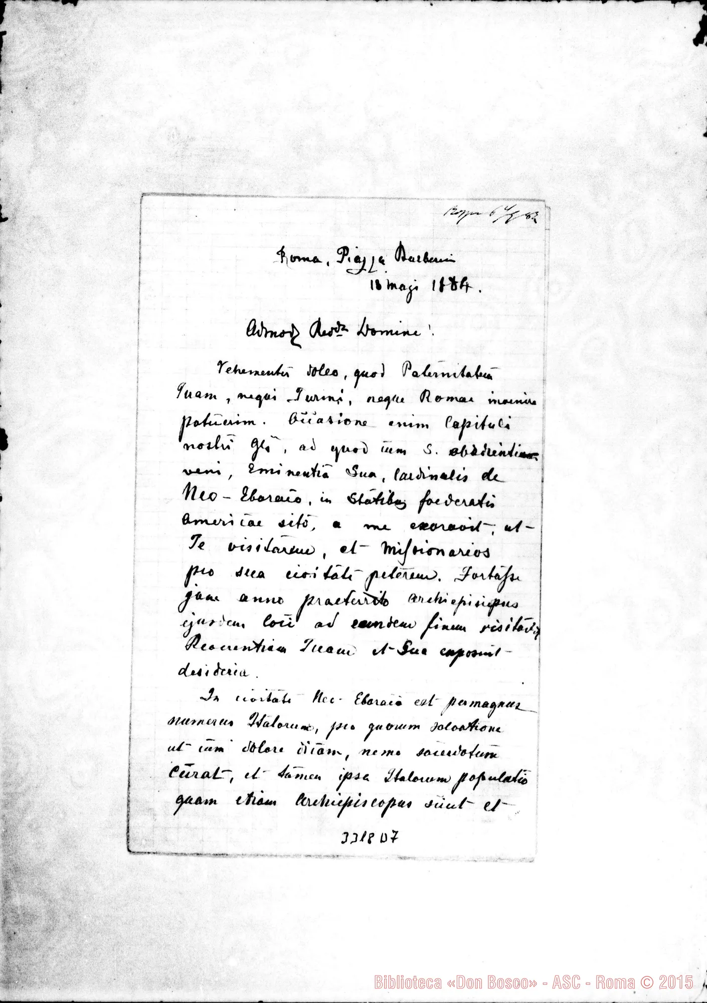 Fotogramma D 7 — New York: Michele Agostino Corigan, arciv. di Petra-D. Bosco. Copia 1884