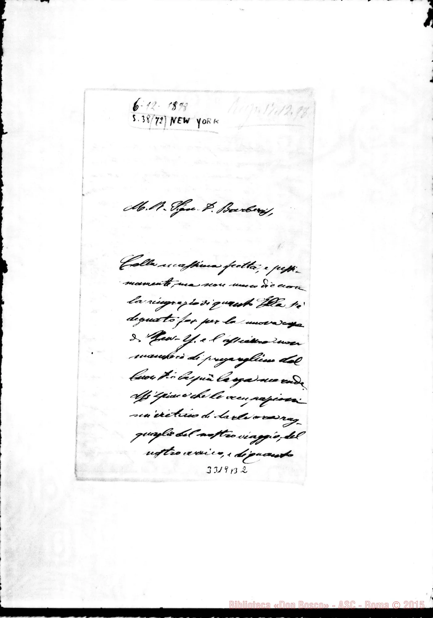 Fotogramma B 2 — Don Ernesto Coppo-Don Barberis. New York, 6-12-1898