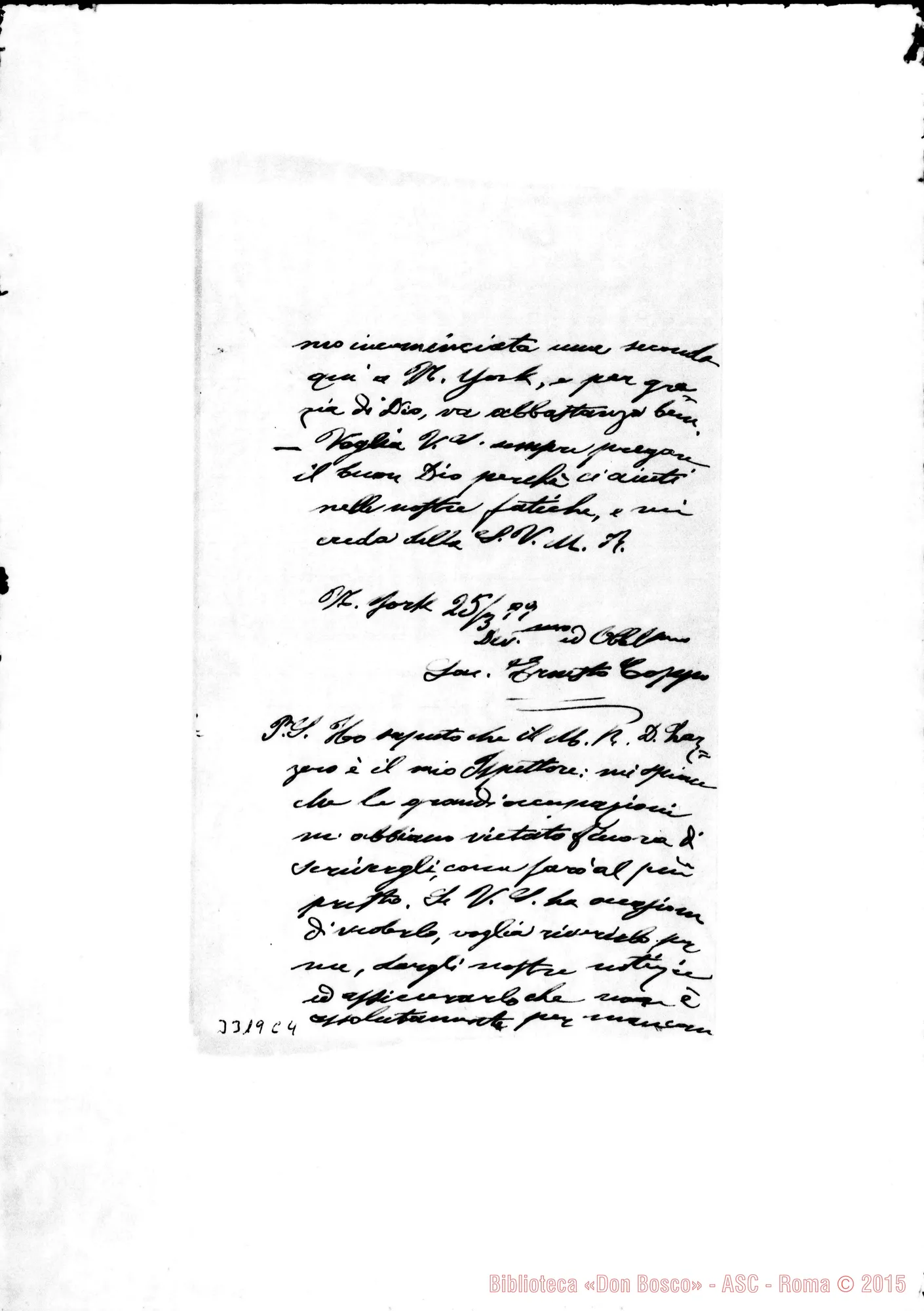 Fotogramma C 4 — Don Ernesto Coppo-Rev.do Sig. New York, 5-05-1899