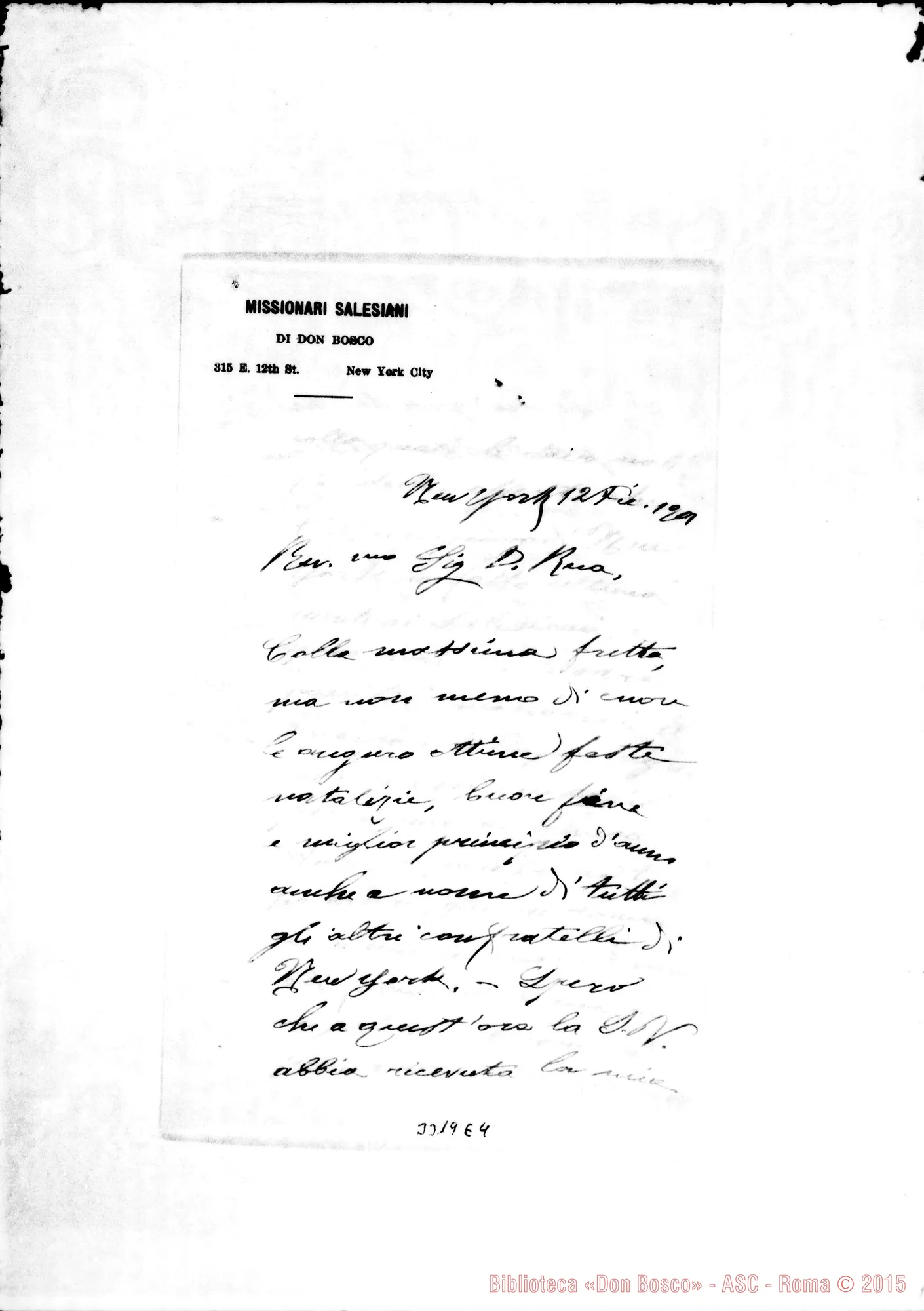 Fotogramma E 4 — Don Ernesto Coppo-Don Rua. New York, 12-12-1901