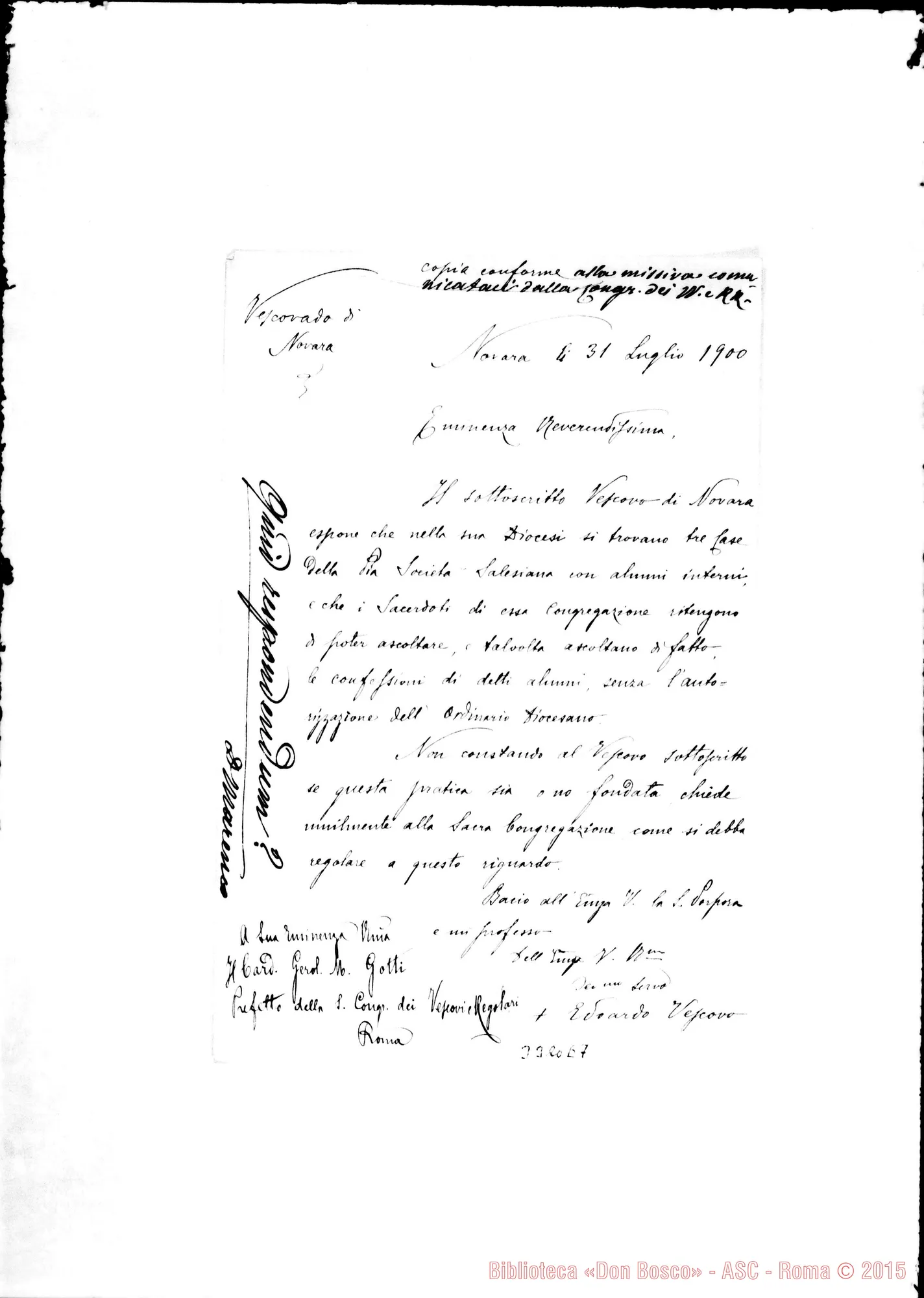 Fotogramma E 7 — Edoardo Pulciano, vesc.-Card. Gotti. Novara, 31-07-1900 Copia