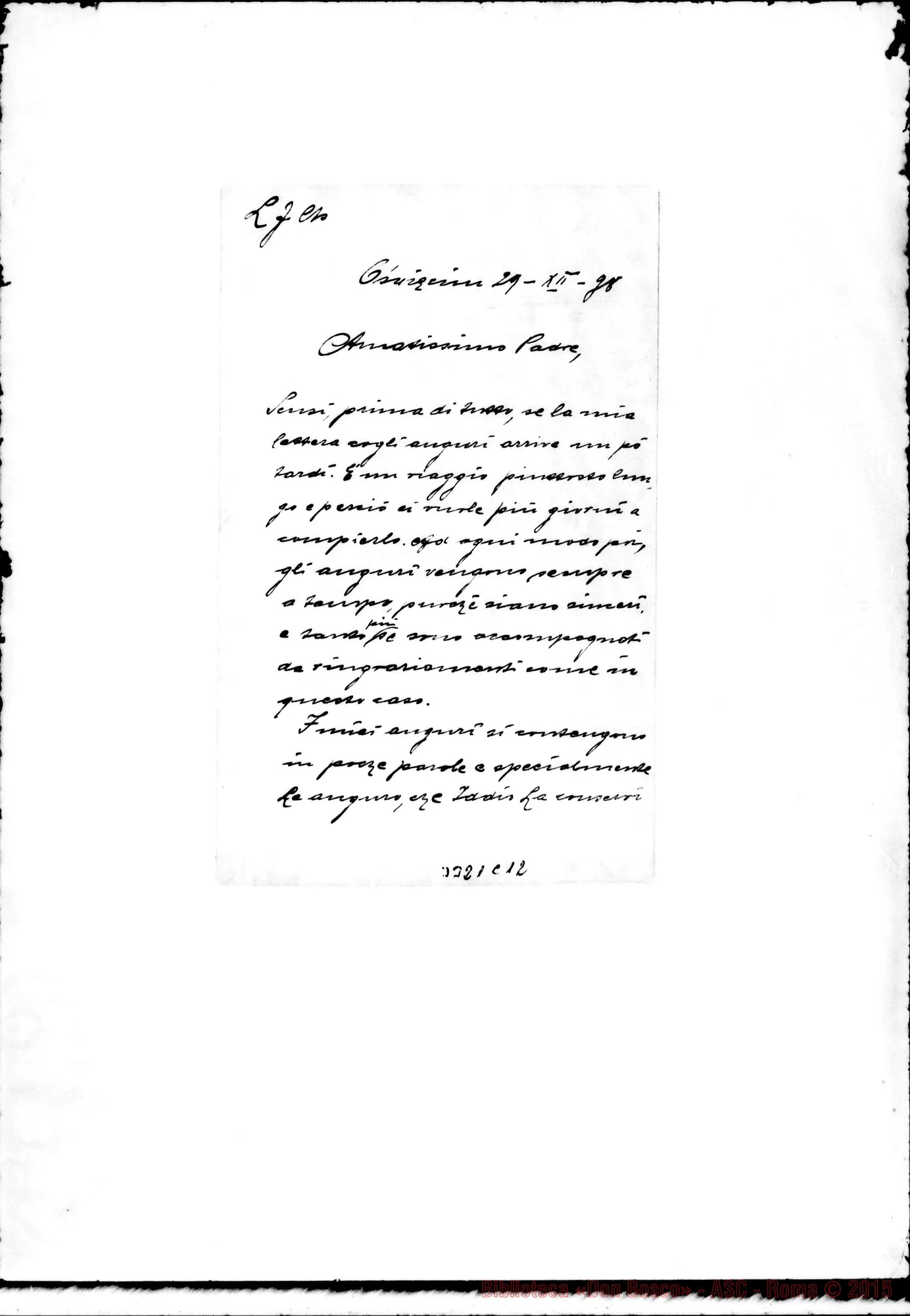 Fotogramma C 12 — Ch. Martino Dolata-Amatissimo Padre. Oswiecim, 29-12-1898