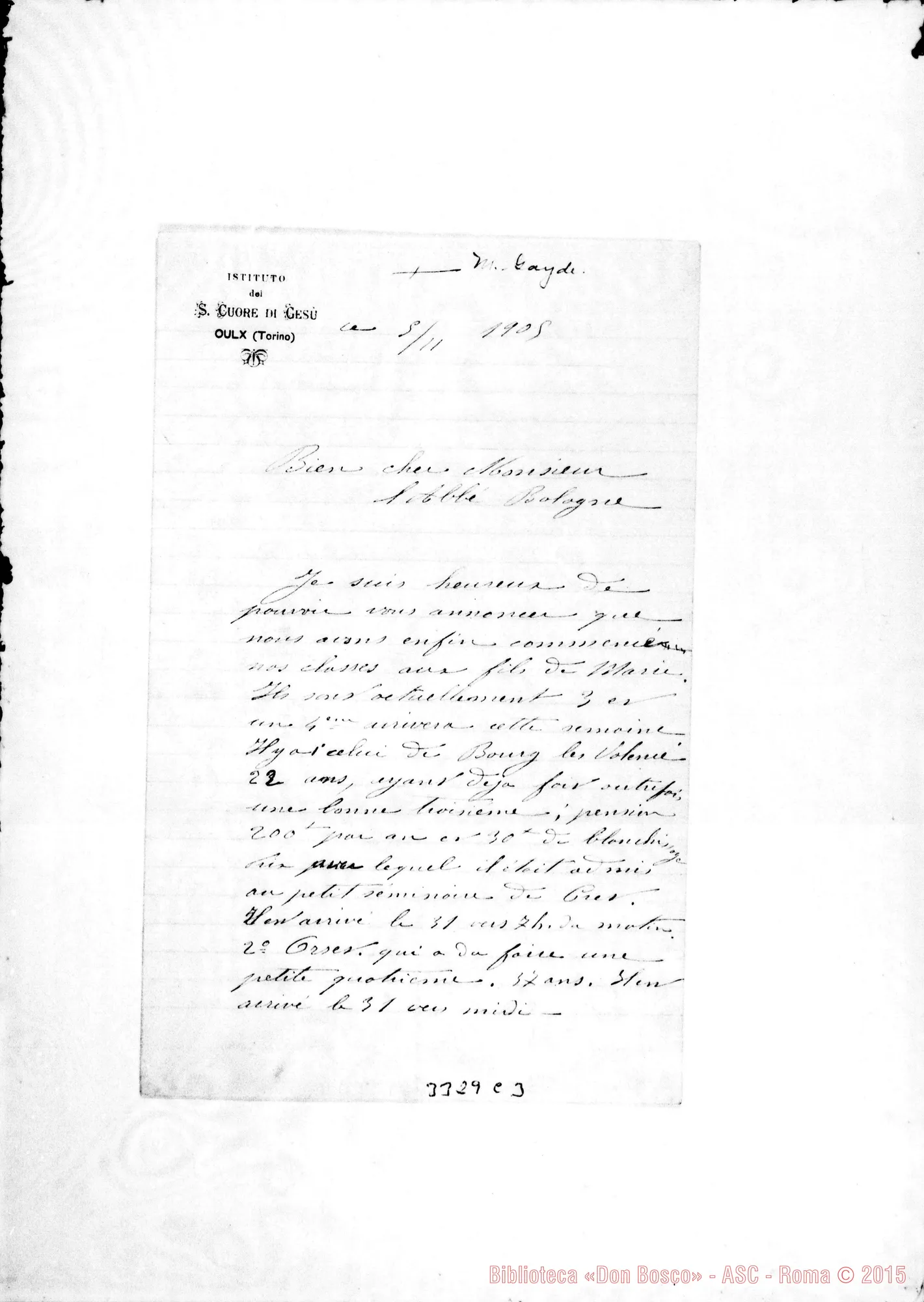 Fotogramma C 3 — M. Gayde-Don Bologna. Oulx, 5-11-1905