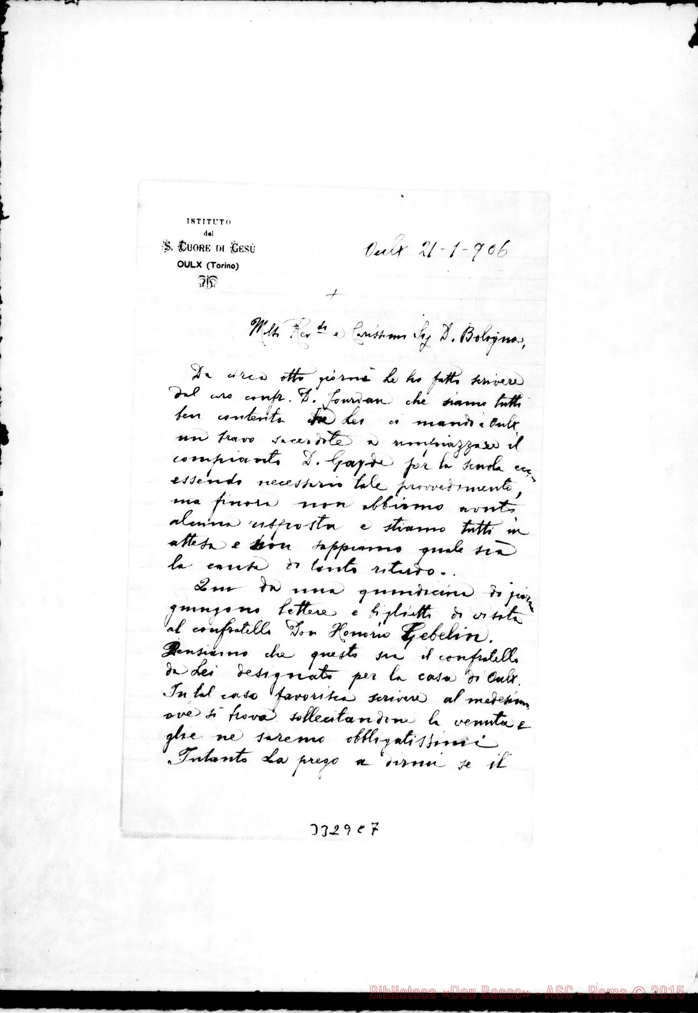 Fotogramma C 7 — Don Roccia Giovanni-Don Bologna. Oulx, 21-01-1906. All. rendiconto