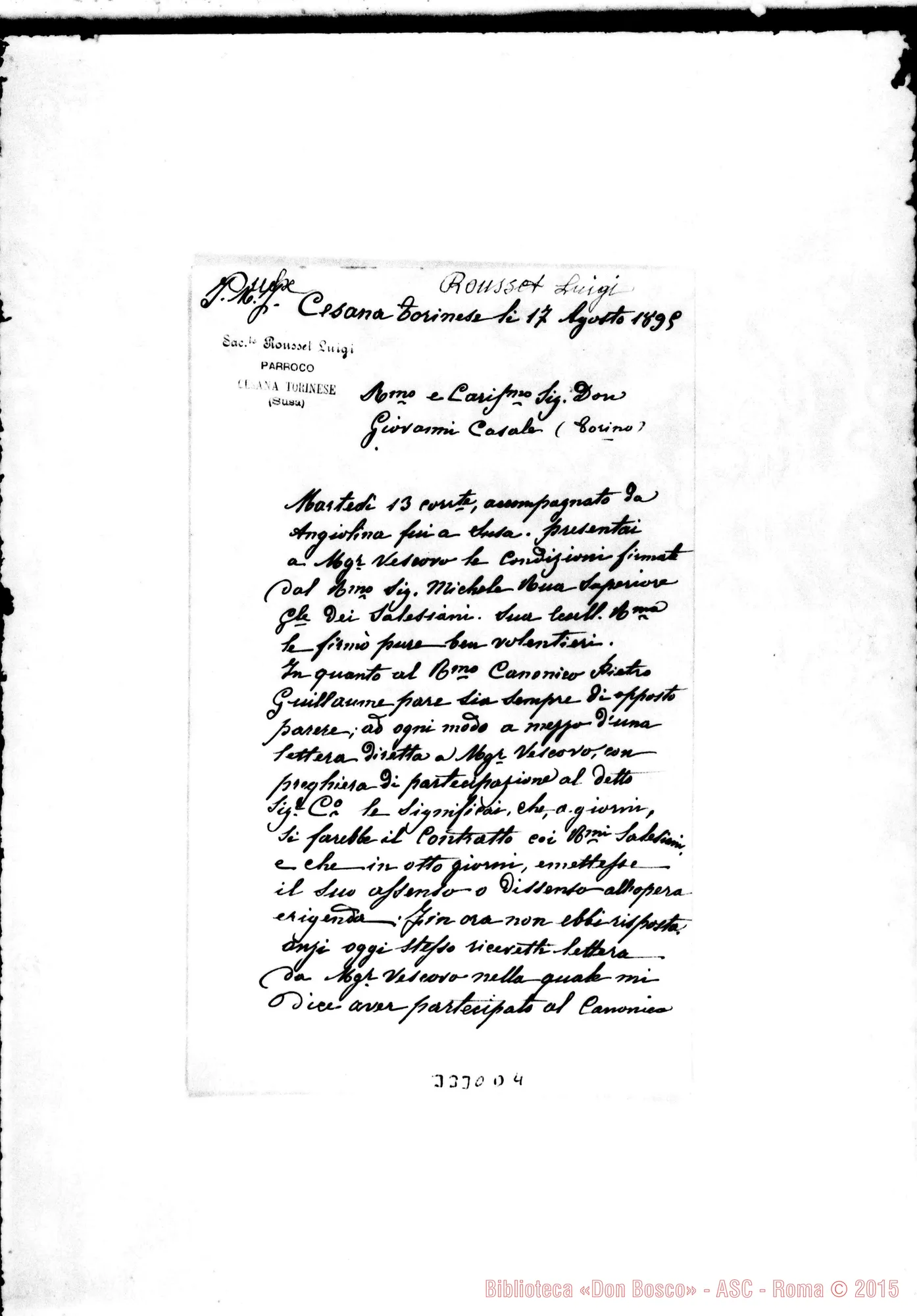Fotogramma D 4 — Don Rousset Luigi-Don Casale Giov. Cesana Torinese, 17-08-1895