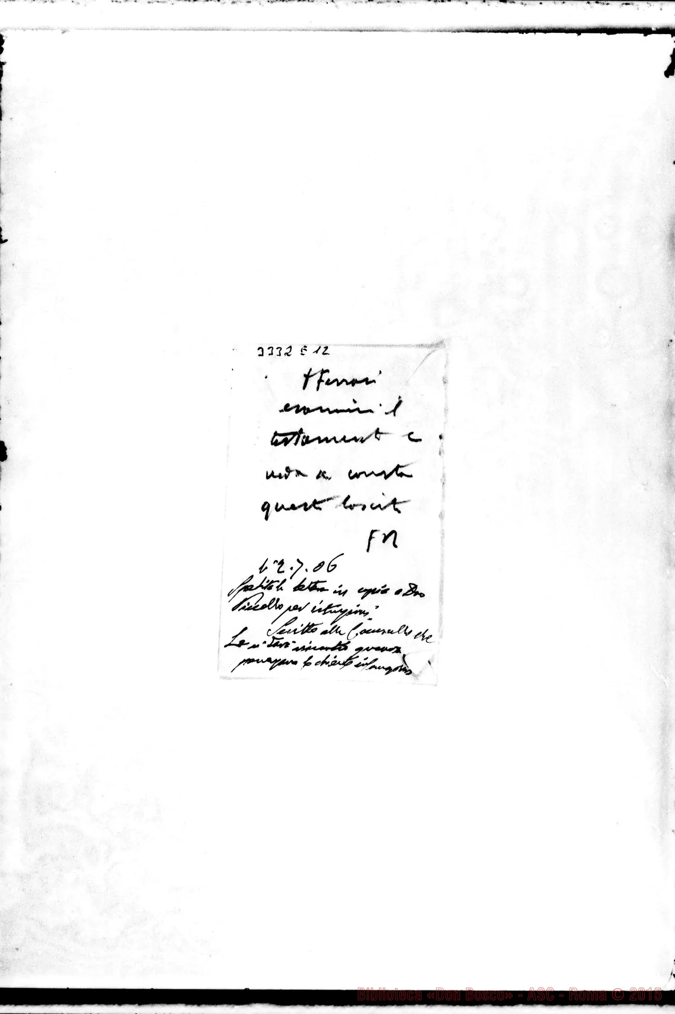Fotogramma E 12 — Maria Cocorullo, ved. Parlato-Don Rua, il 26-06-1906 Autogr. Rua E Rinaldi