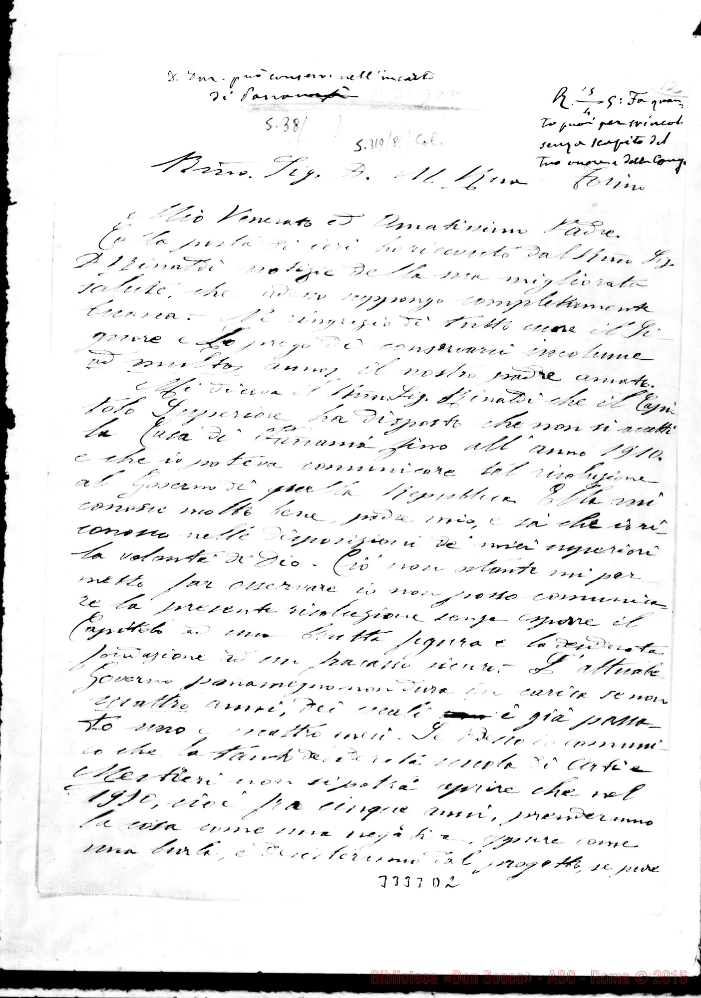 Fotogramma D 2 — Don Aime Antonio-Don Rua. Bogotá, 1-03-1905 Autogr. Rua