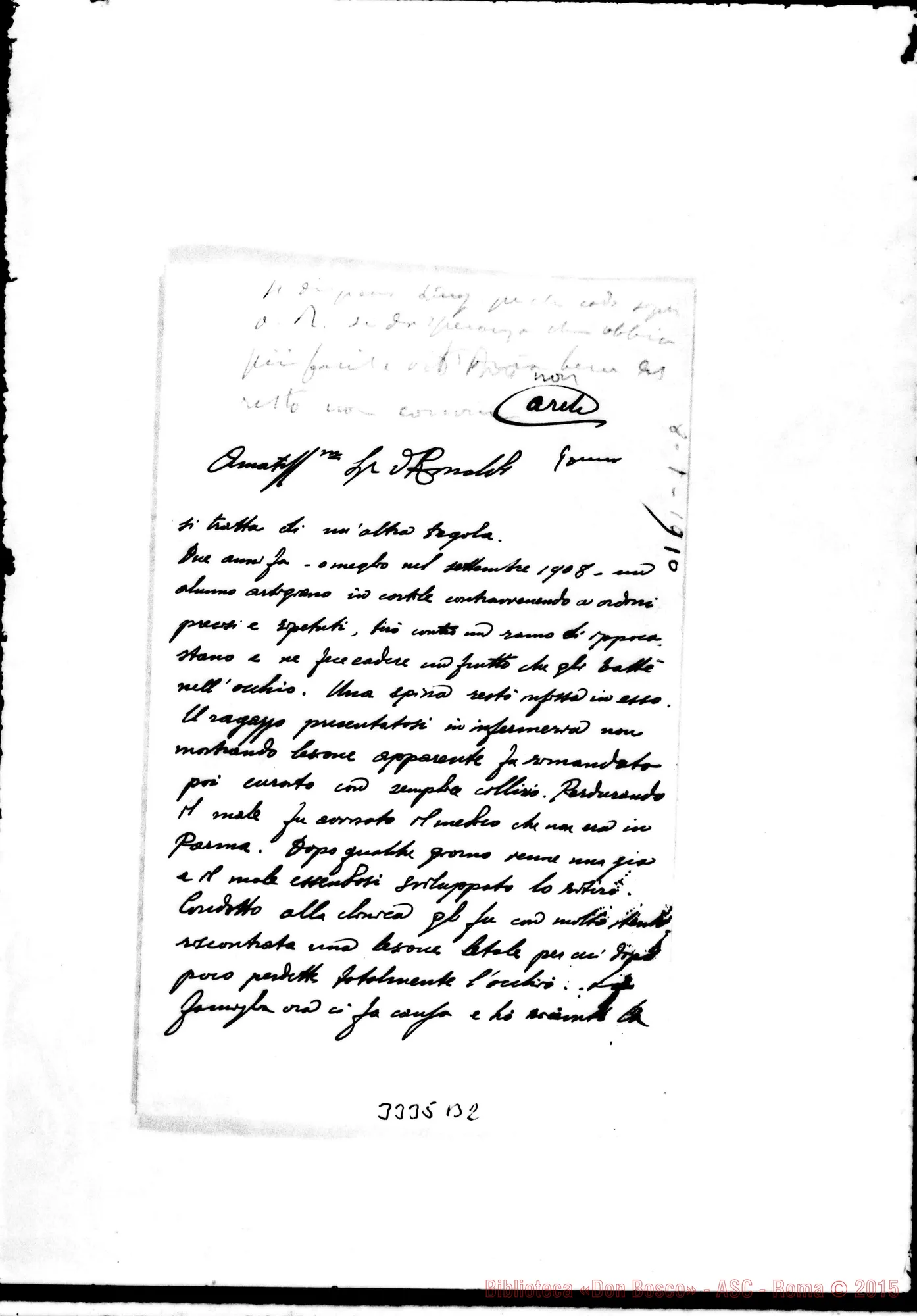 Fotogramma B 2 — Don Lingueglia-Don Rinaldi, T8-01-1910 Autogr. Rinaldi