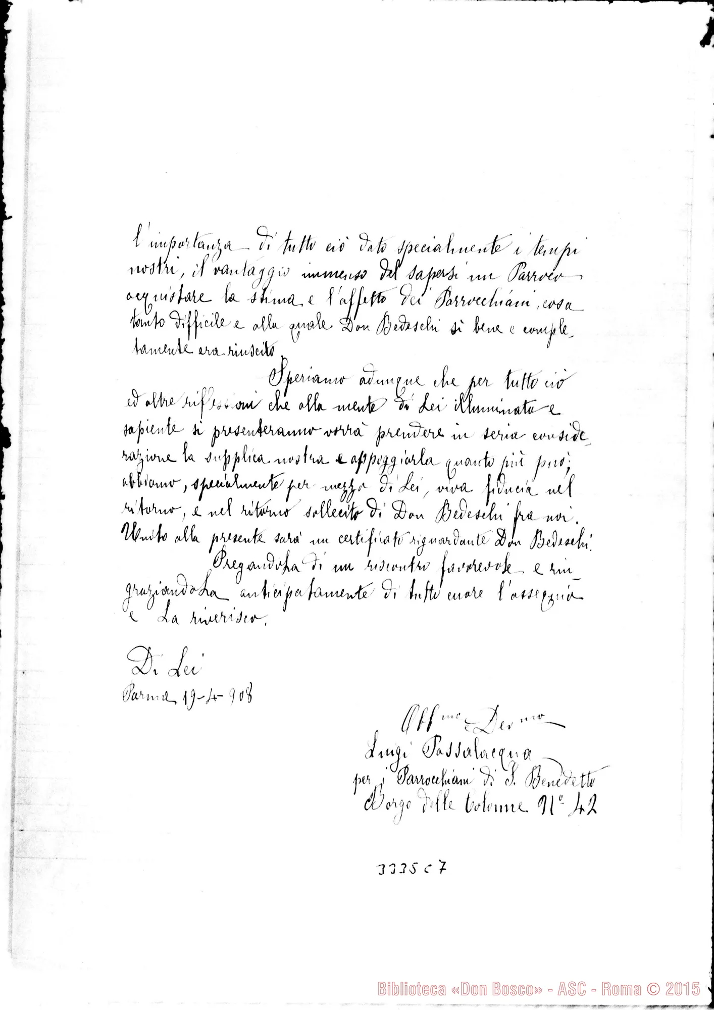 Fotogramma C 7 — Luigi Passalacqua-Don Rua. Parma, 19-04-1908