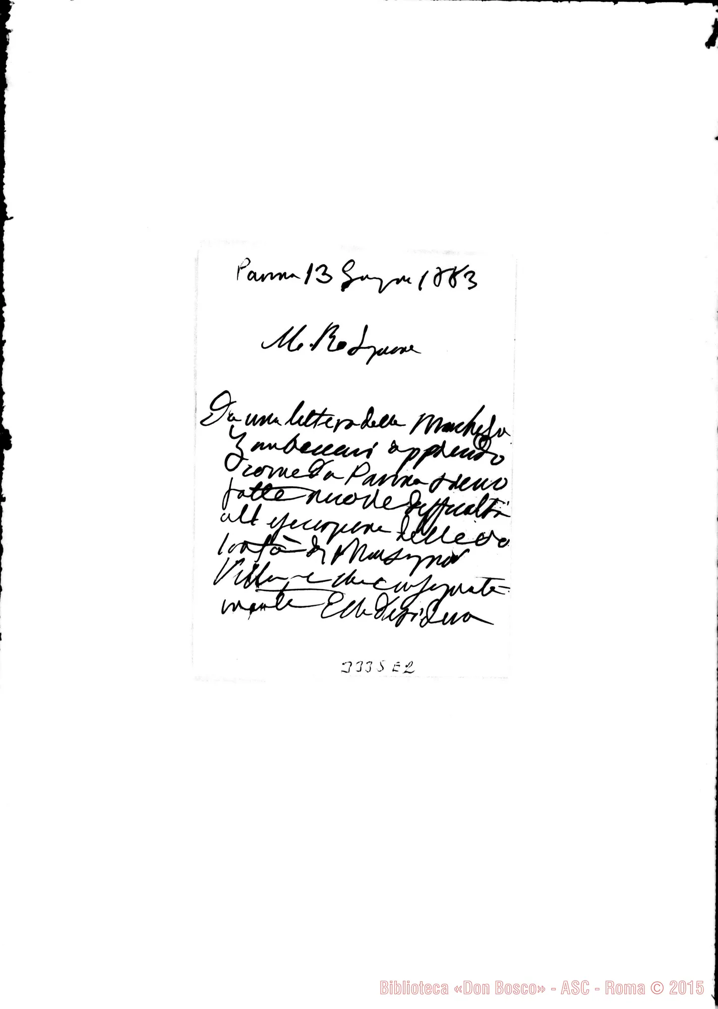 Fotogramma E 2 — Filippo Linato-Rev.do Sig. Parma, 13-06-1883