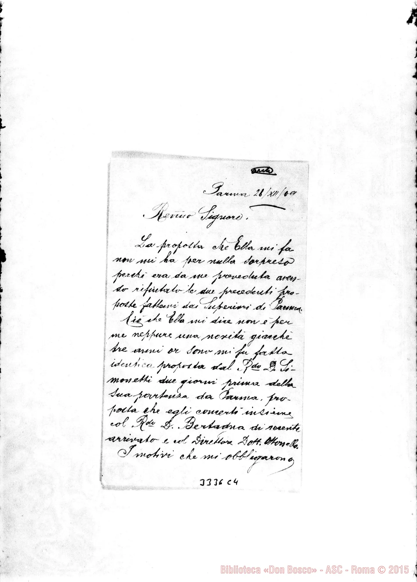 Fotogramma C 4 — Anseimi Anselmo-Rev.mo Sig. Parma, 21-12-1909