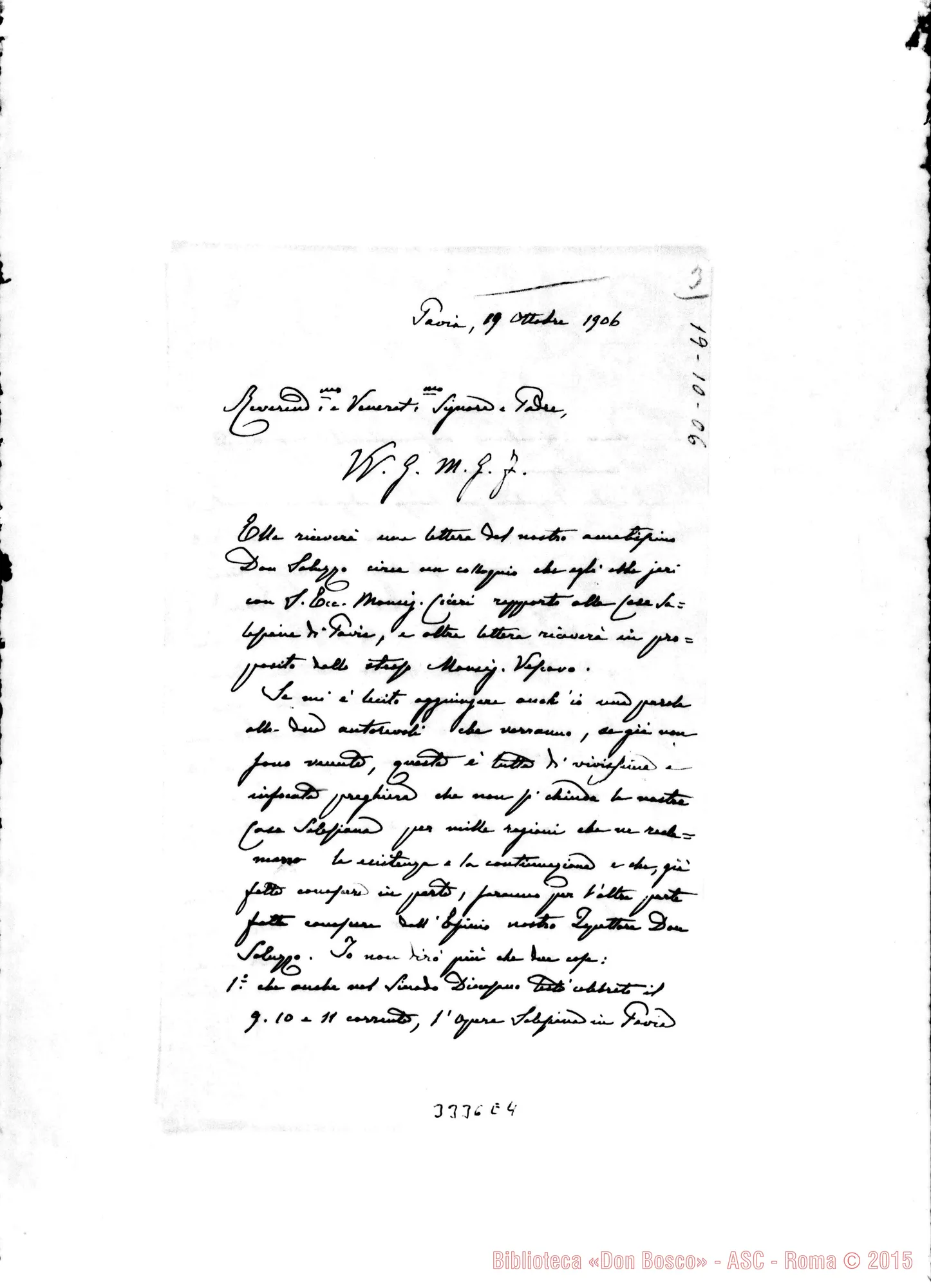 Fotogramma E 4 — Don Francesco Marini-Rev.do Padre. Pavia, 19-10-1906