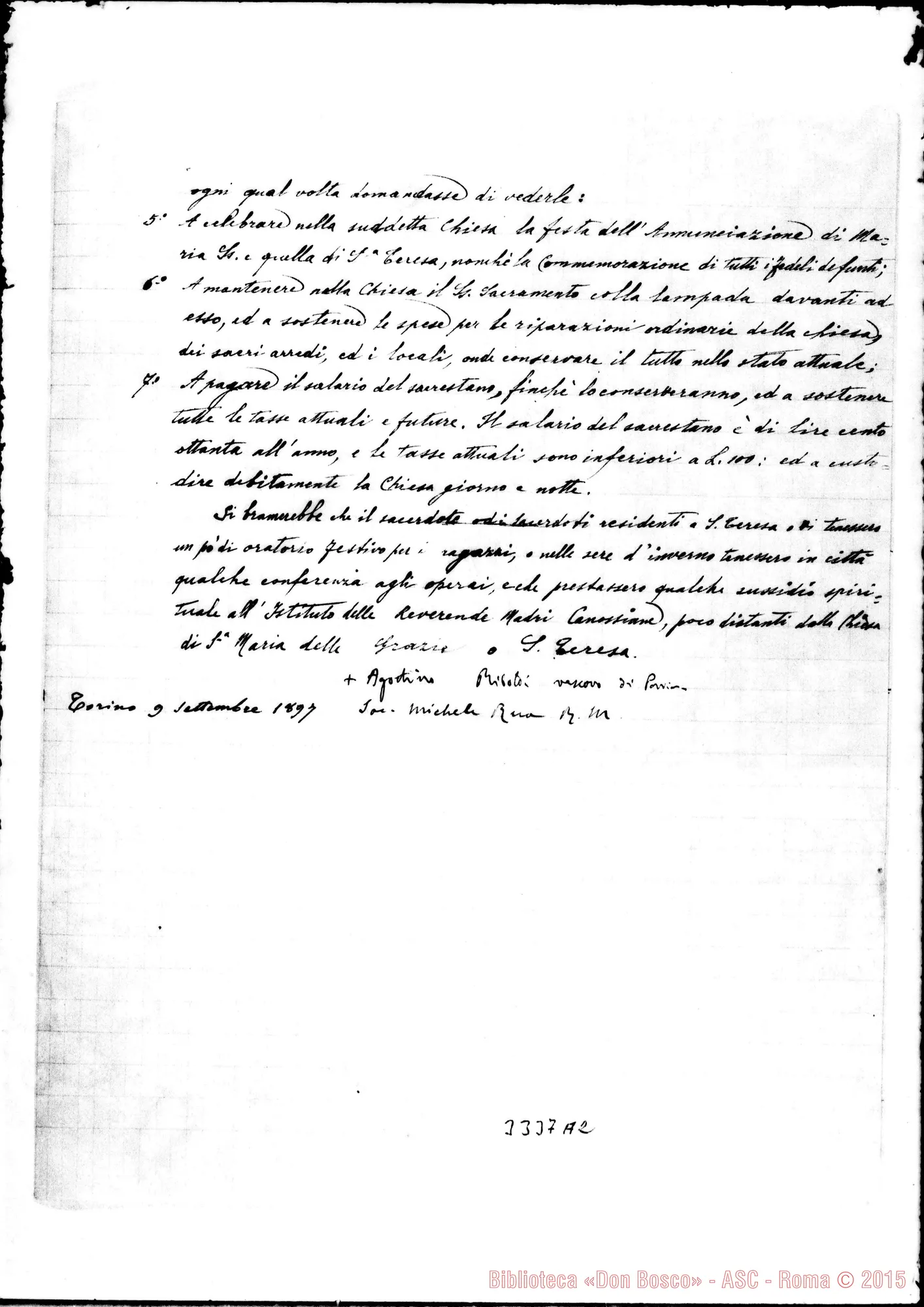 Fotogramma A 2 — Convenzione: altra stesura. Firma autogr. Rua. Torino, 9-09-1897