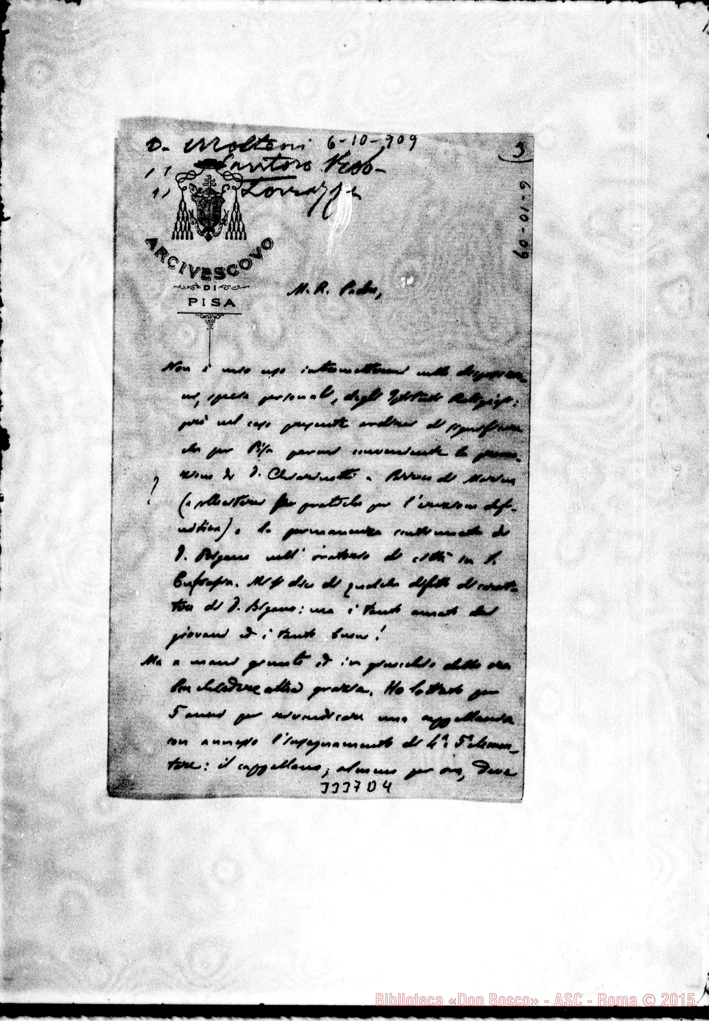 Fotogramma D 4 — Card. Pietro Maffi, arciv. di Pisa-Rev.do Padre, il 6-10-1909. Cfr. anche 2.584 A 10
