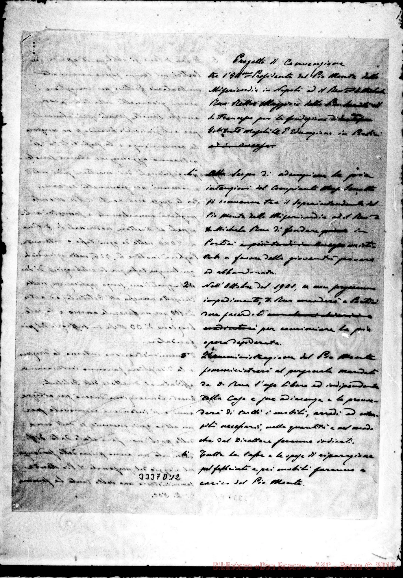 Fotogramma D 12 — Pio Monte della Misericordia-Sig., il 17-02-99. All. progetto di convenzione