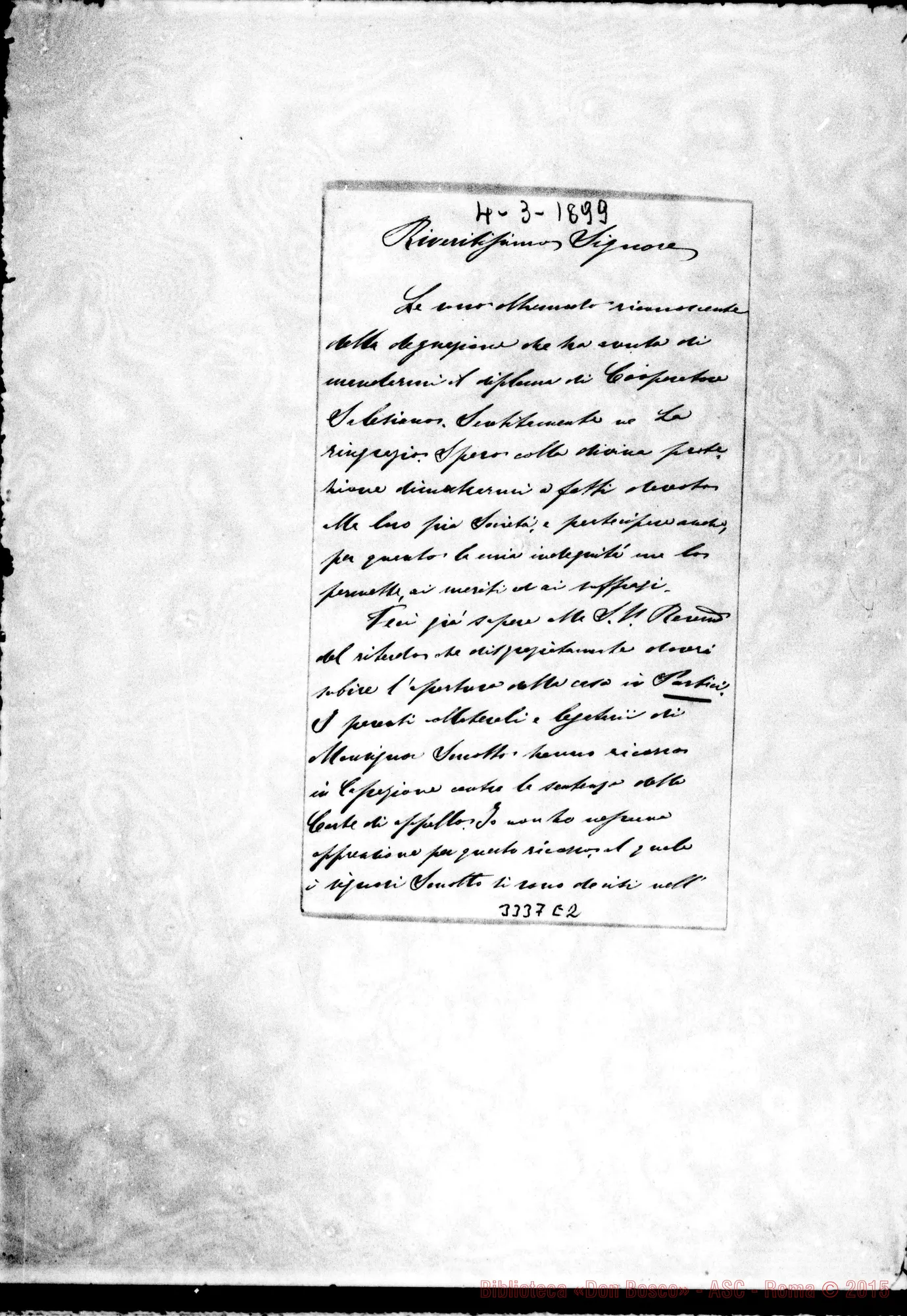 Fotogramma E 2 — Conte Carlo del Pezzo-Superiore. Napoli, 4-03-1899