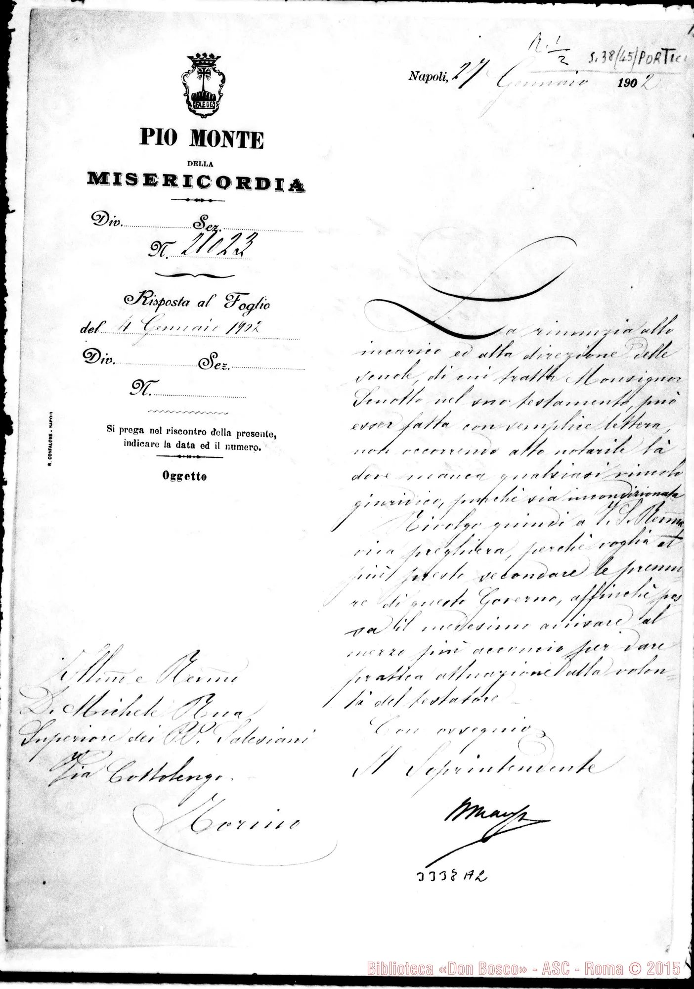 Fotogramma A 2 — Pio Monte della Misericordia-Don Rua. Napoli, 27-01-1902