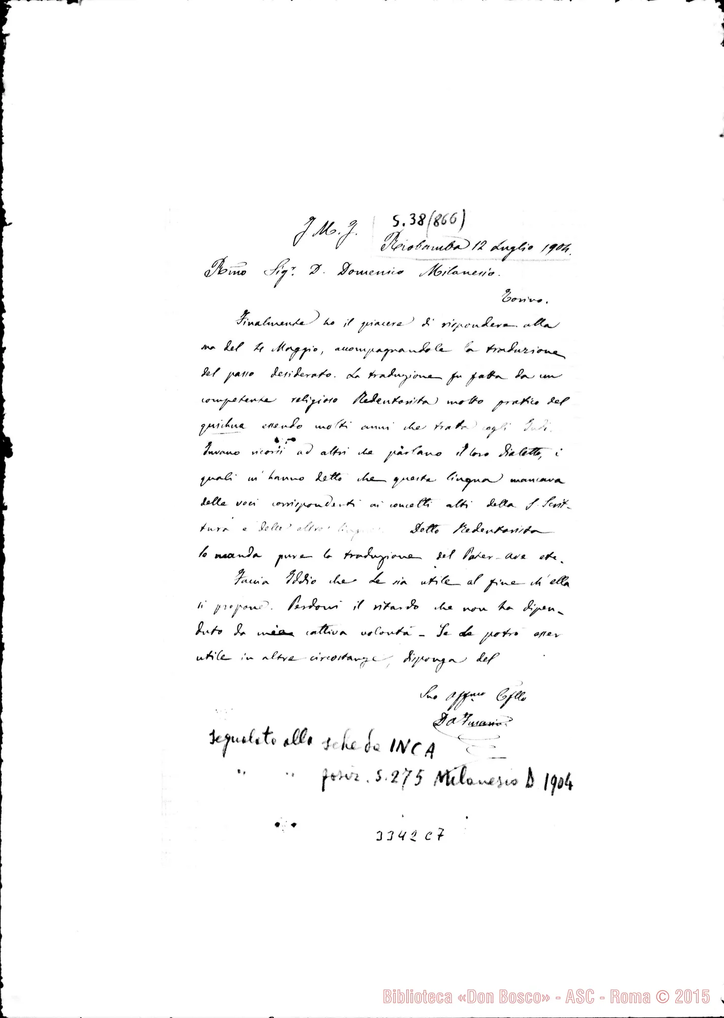 Fotogramma C 7 — Don Antonio Fusarini-Don Domenico Milanesio. Riobamba, 12-07-1904