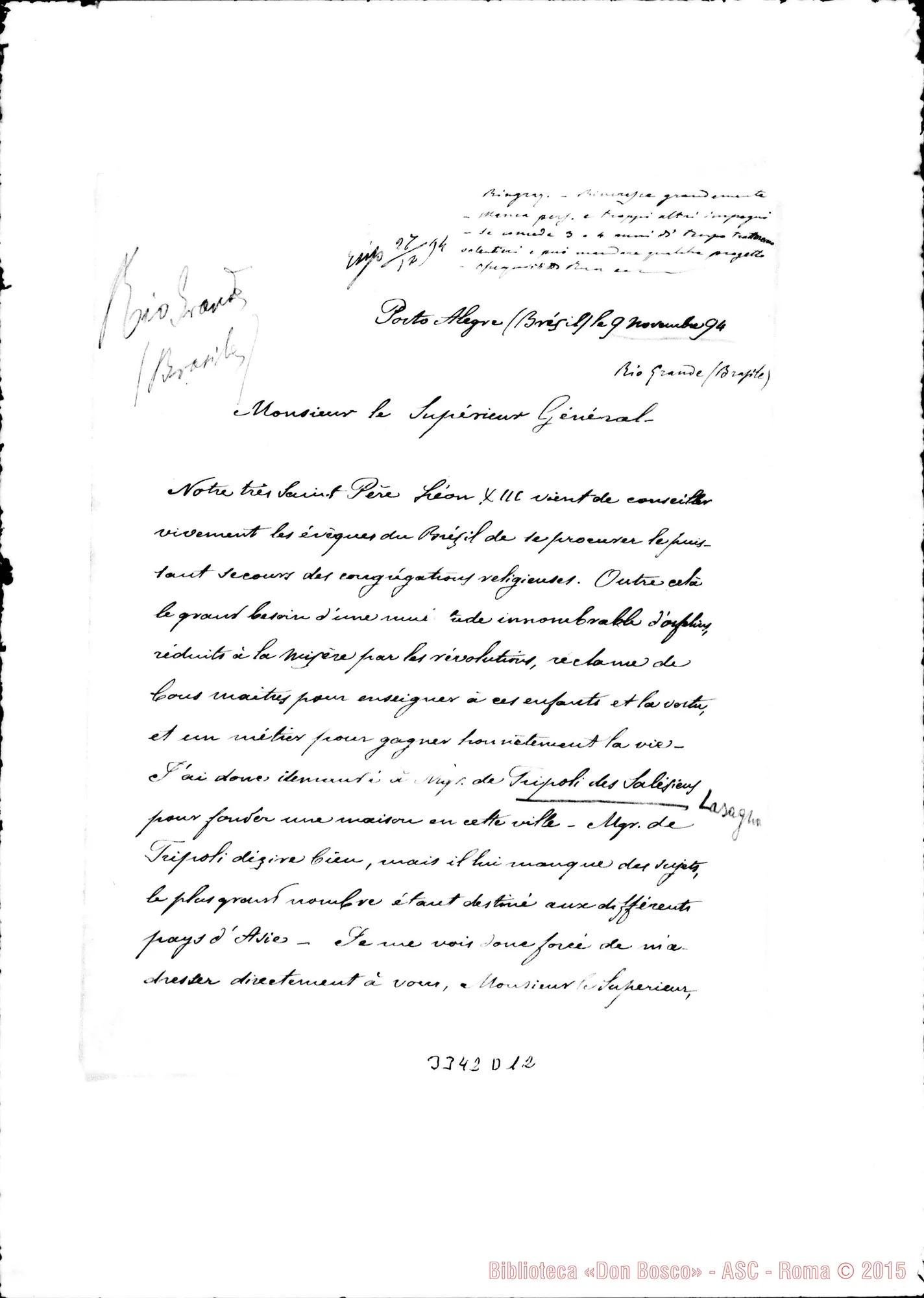 Fotogramma D 12 — Rio Grande: Claudio Gius. Conçàlves Ponce-Don Rua. Porto Aiegre, 9-11-1894