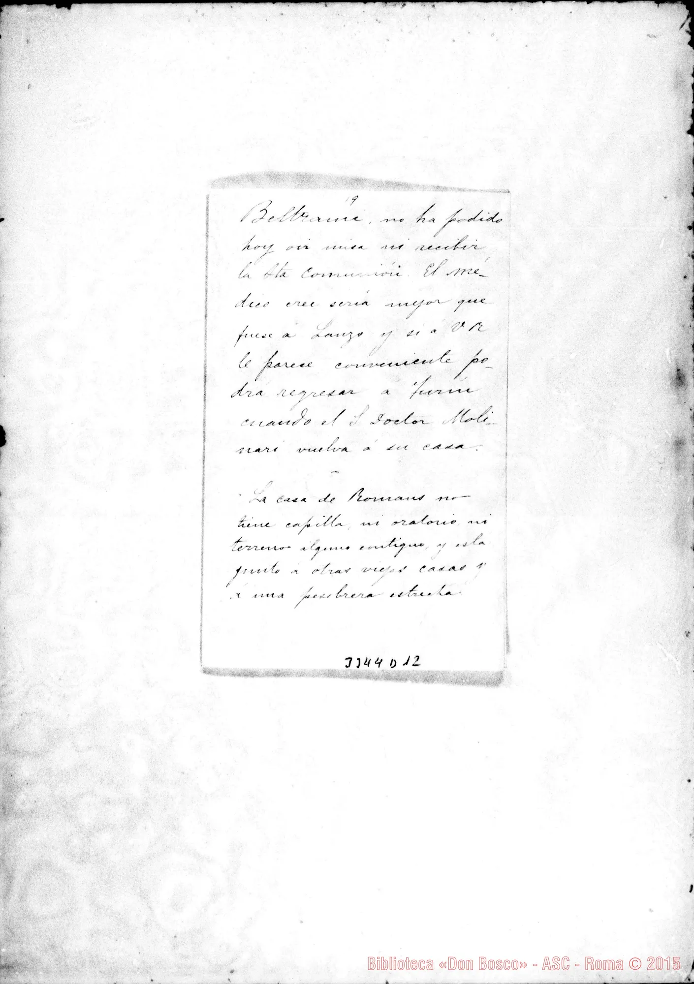 Fotogramma D 12 — Don Camilo Ortüzar-Rev.mo Padre. Aixles Bains, 18-06-1891 Autogr. Rua