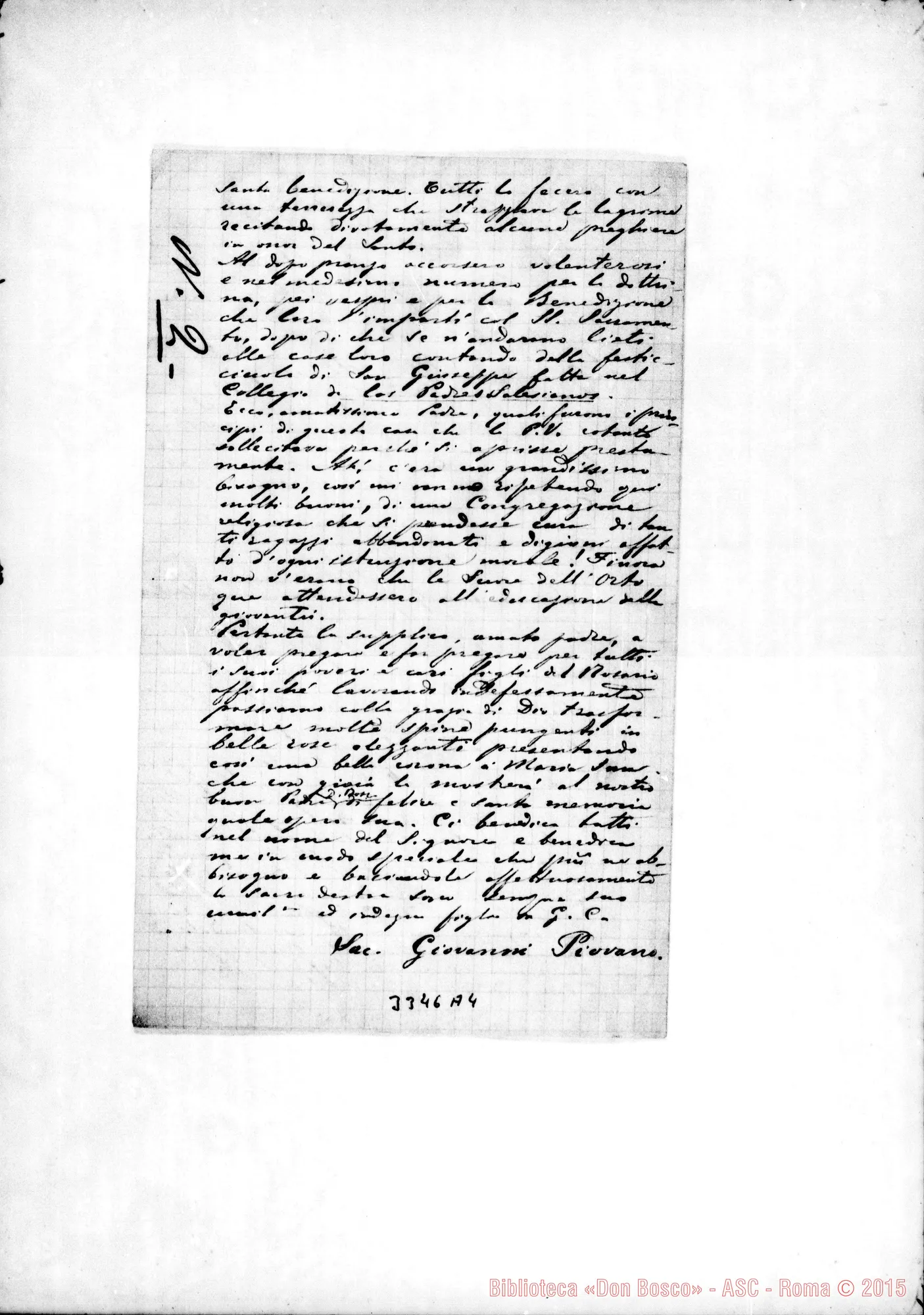 Fotogramma A 4 — Rosario-Santa Fe: Don Giovanni Piovano-Don Rua, il 20-03-1890 Autogr. Rua