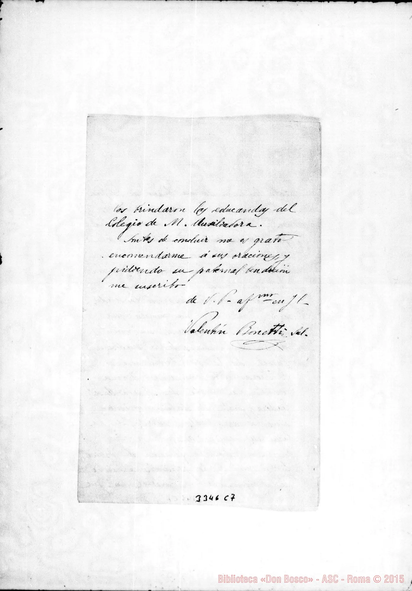 Fotogramma C 7 — Ch. Bonetti Valentino-Don Rua. Rosario, 8-06-1894 Autogr. Rua