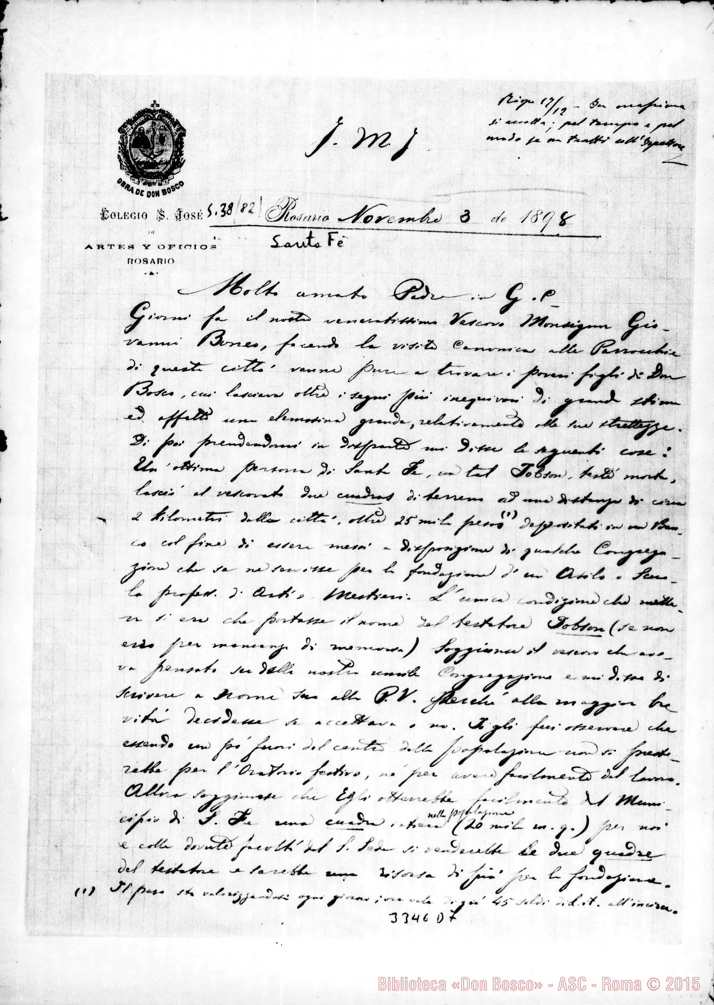 Fotogramma D 7 — Don Giovanni Piovano-Amato Padre. Rosario, 3-11-1898