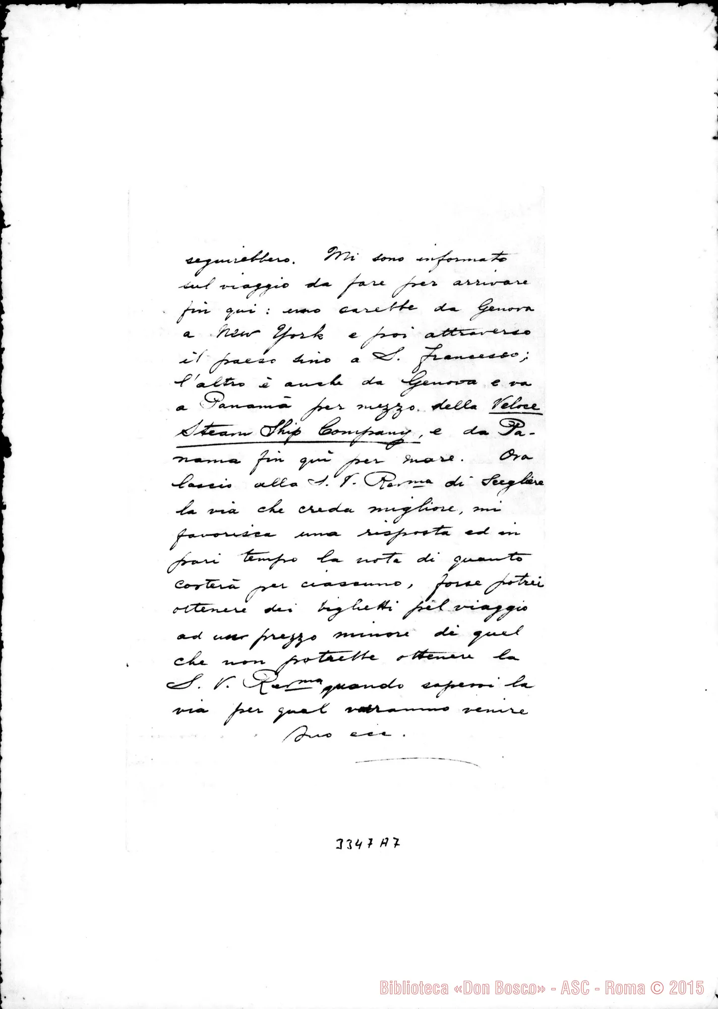 Fotogramma A 7 — Traduzione di alcune lettere E minuta di risposta di Don Rua
