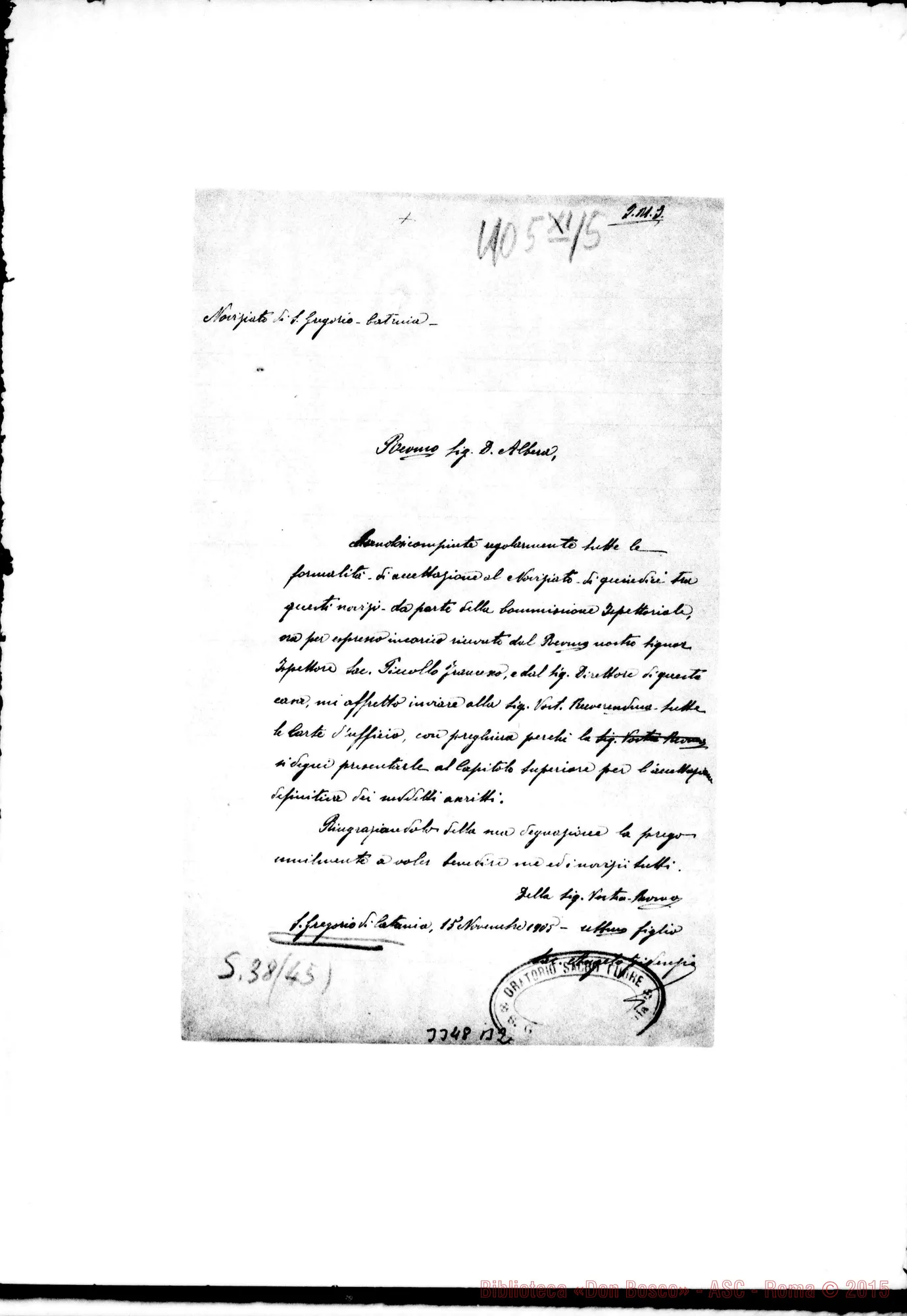 Fotogramma B 2 — Don Angelo Fidenzio-Don Albera. San Gregorio, 15-11-1905