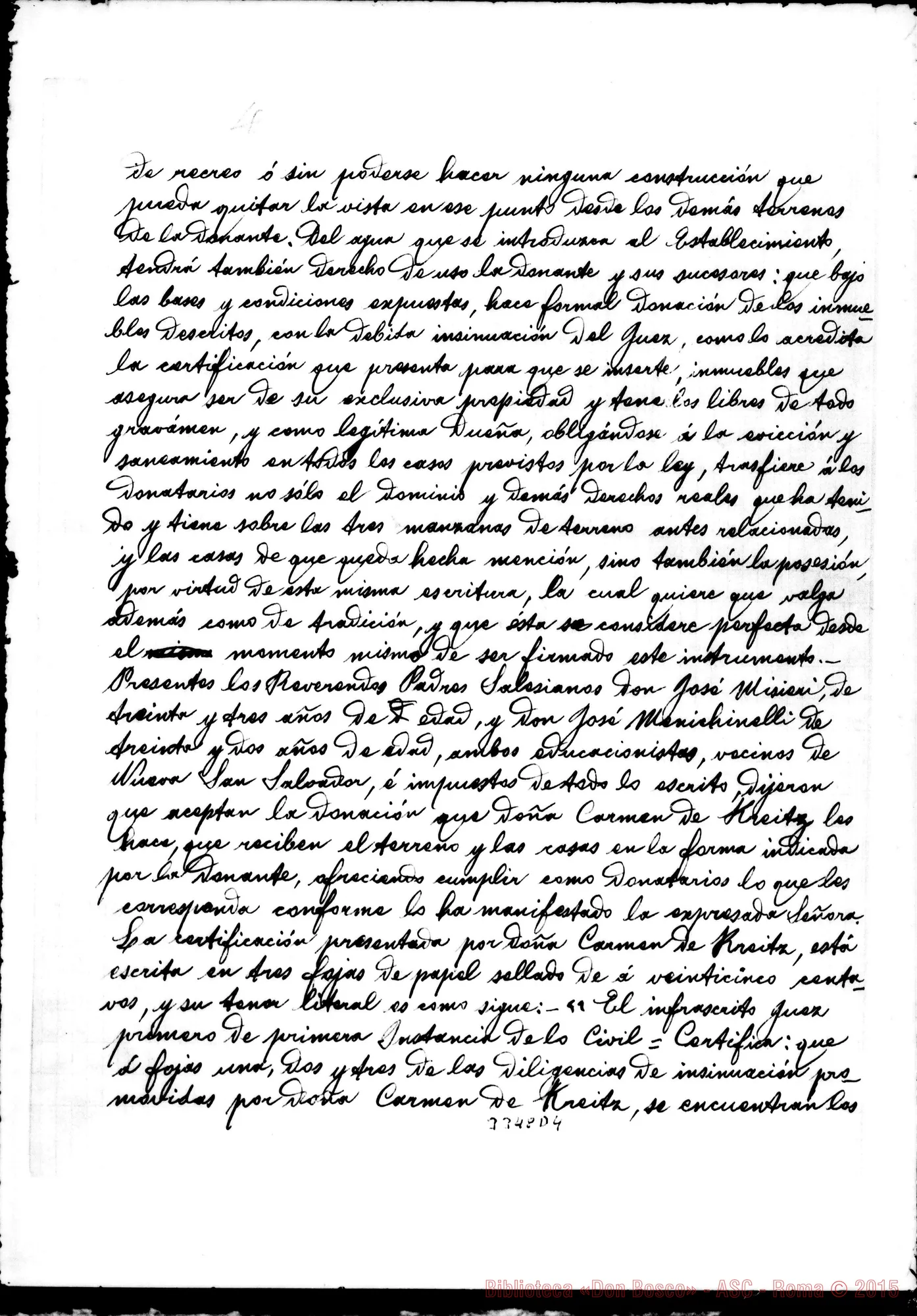 Fotogramma D 4 — Scrittura di Dona Carmen de Kreitz, il 21-03-1901