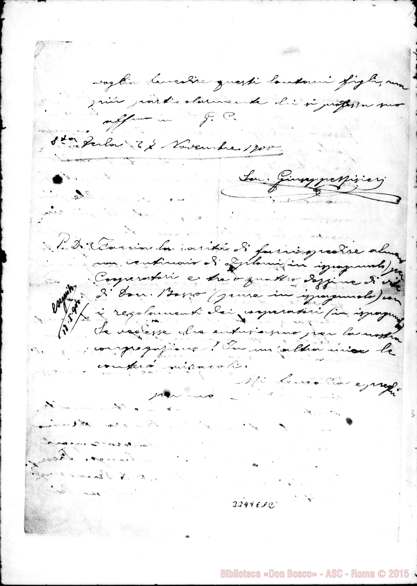 Fotogramma E 12 — Don Giuseppe Misieri-Ispettore. Santa Tecla, 27-11-1900