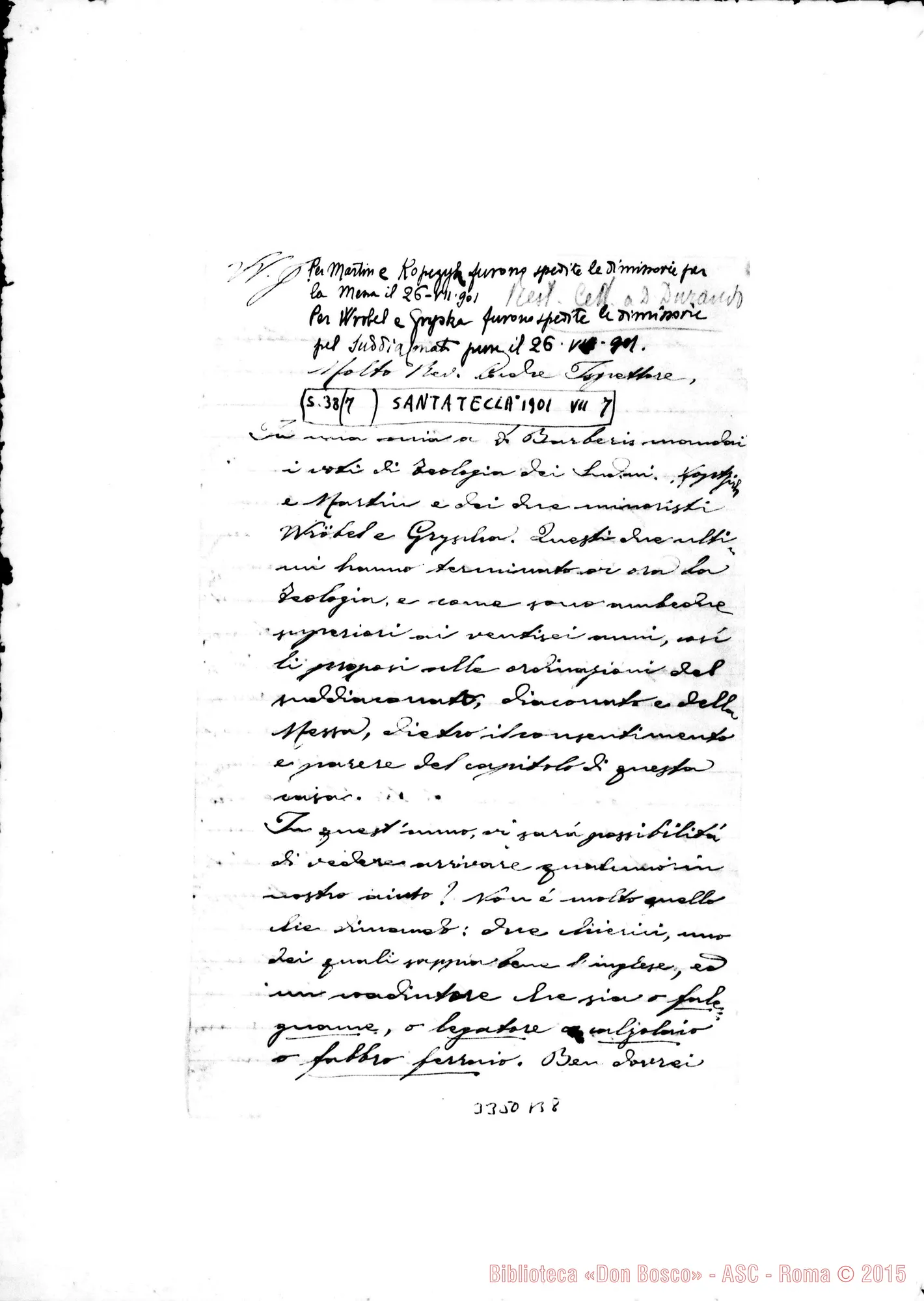 Fotogramma B 8 — Don Giuseppe Misieri-Ispettore. Santa Tecla, 7-07-1901