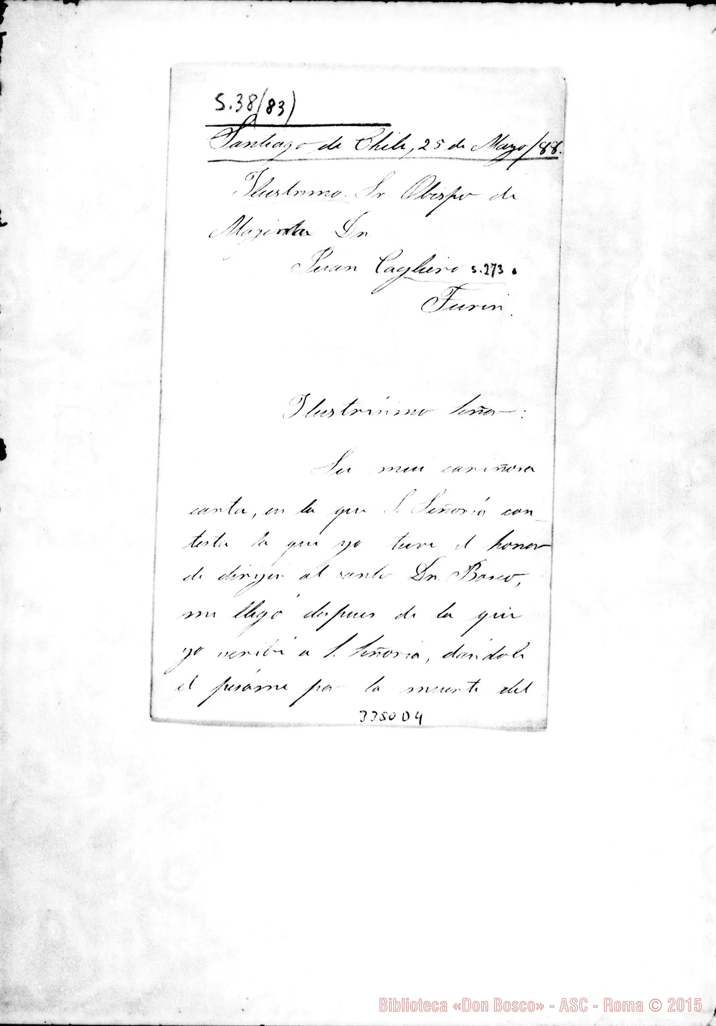 Fotogramma D 4 — Patrizio Mackenna-Mons. Cagliero. Santiago de Chile, 25-05-1888