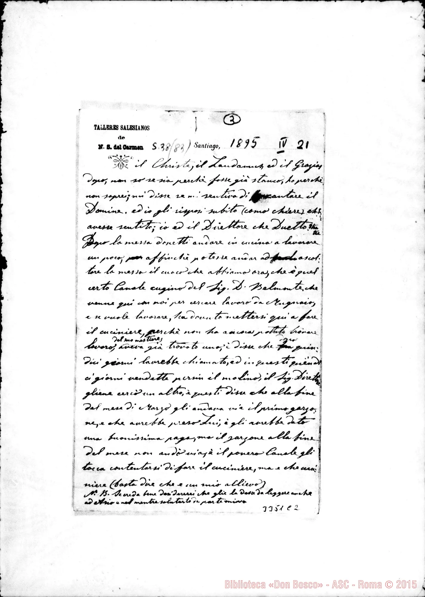 Fotogramma C 2 — Coad. Luigi Berrone: avviso. Santiago, 21-04-1895