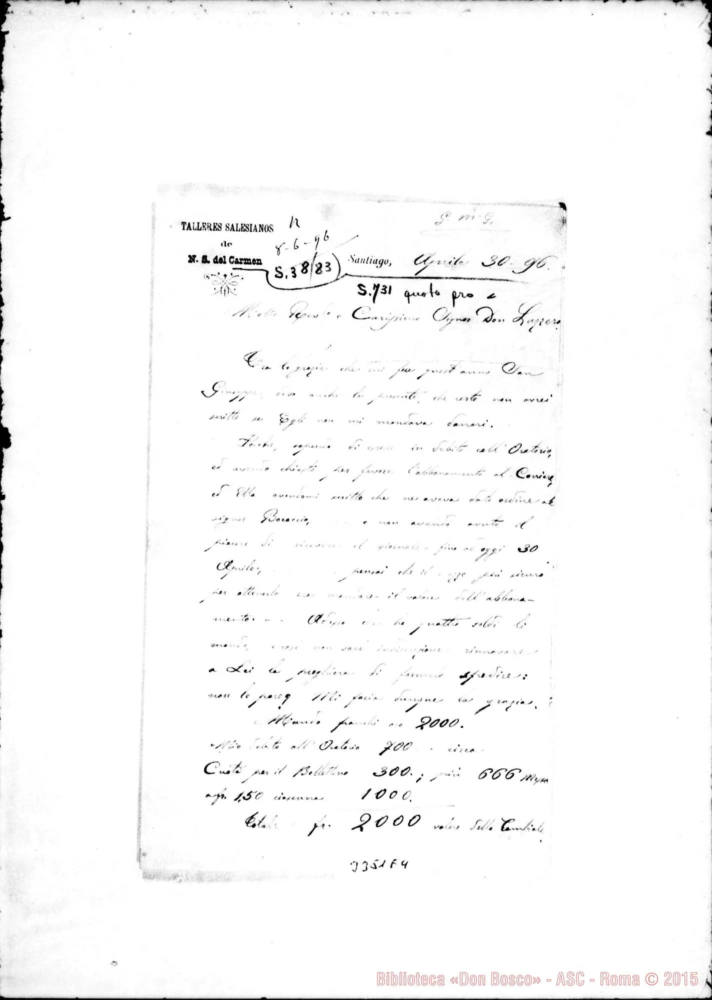 Fotogramma E 4 — Don Tomatis-Don Lazzero. Santiago, 30-04-1896