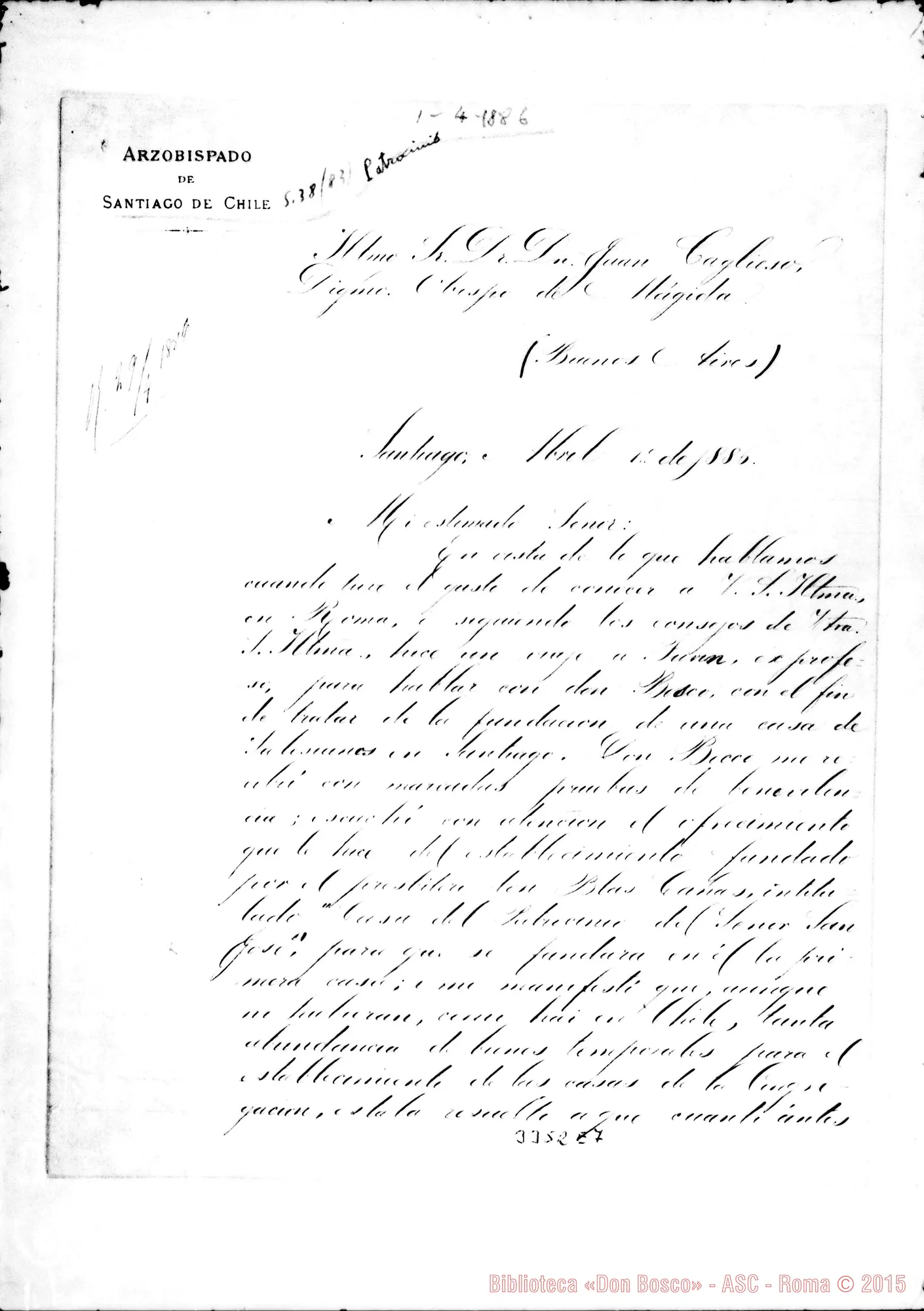 Fotogramma E 7 — José Ramón Astorga-Don Juan Cagliero. Santiago, 1-04-1886