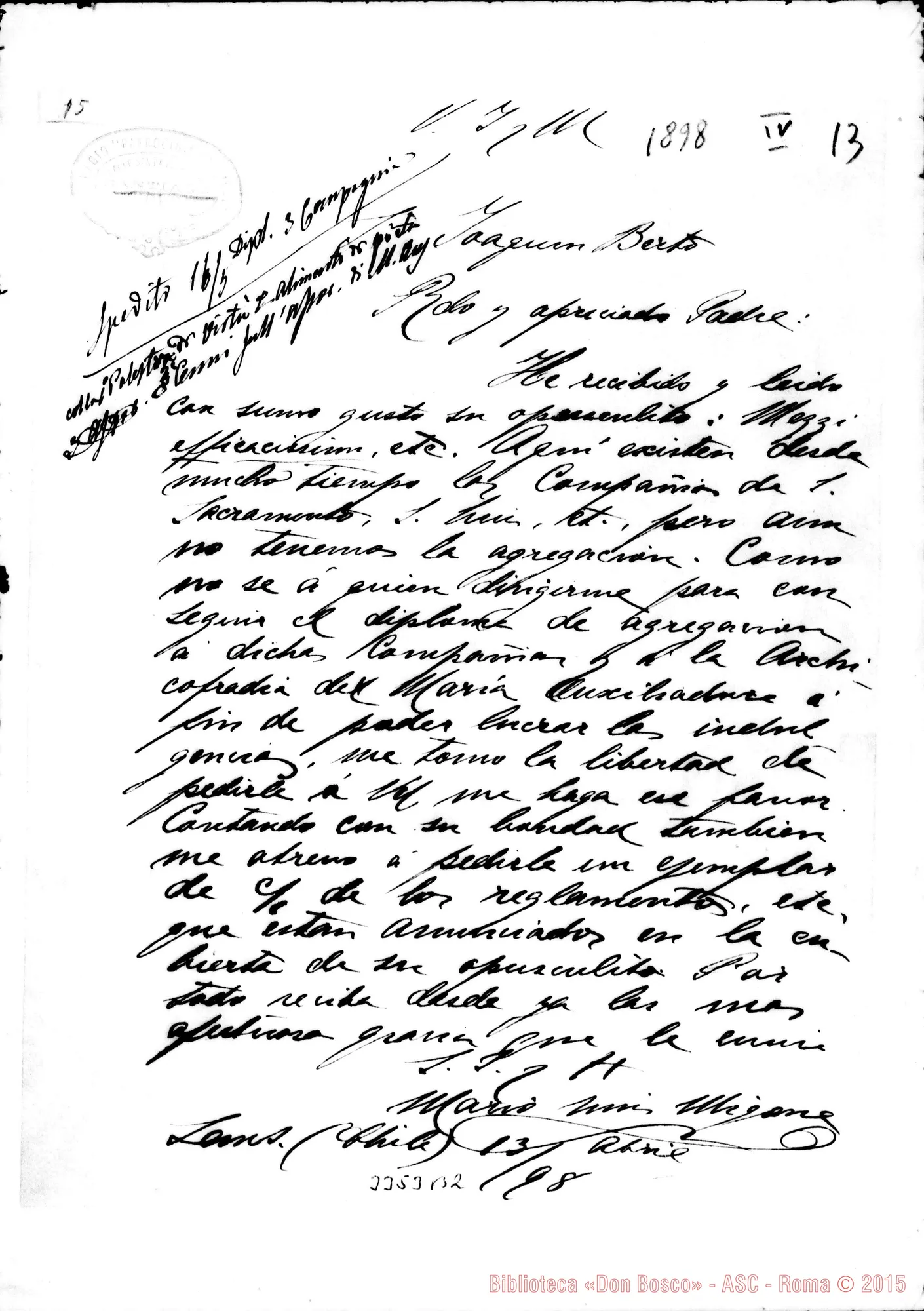Fotogramma B 2 — Don Mario Migone-Don Berto. Santiago, 13-04-1898