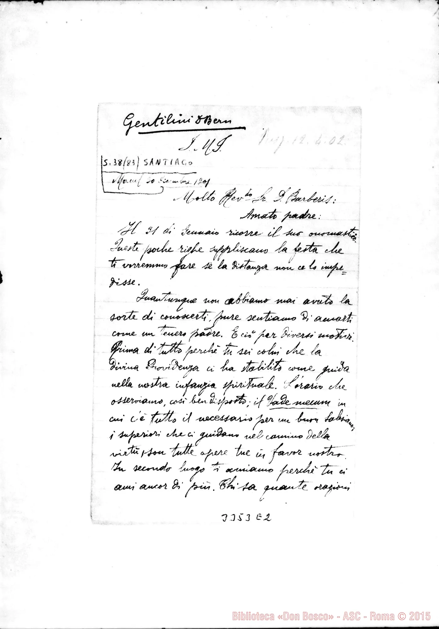 Fotogramma E 2 — Don Gentilini Bernardino-Don Barberis. Macul, 30-12-1901