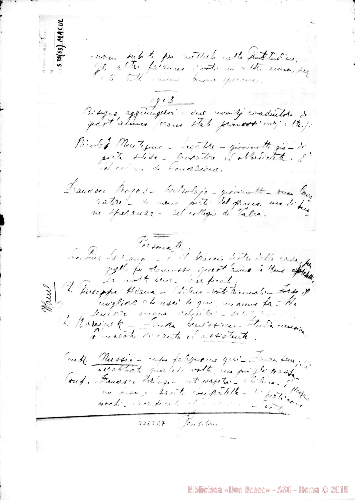 Fotogramma E 7 — Don Gentilini Bernardino: Novizi 1902