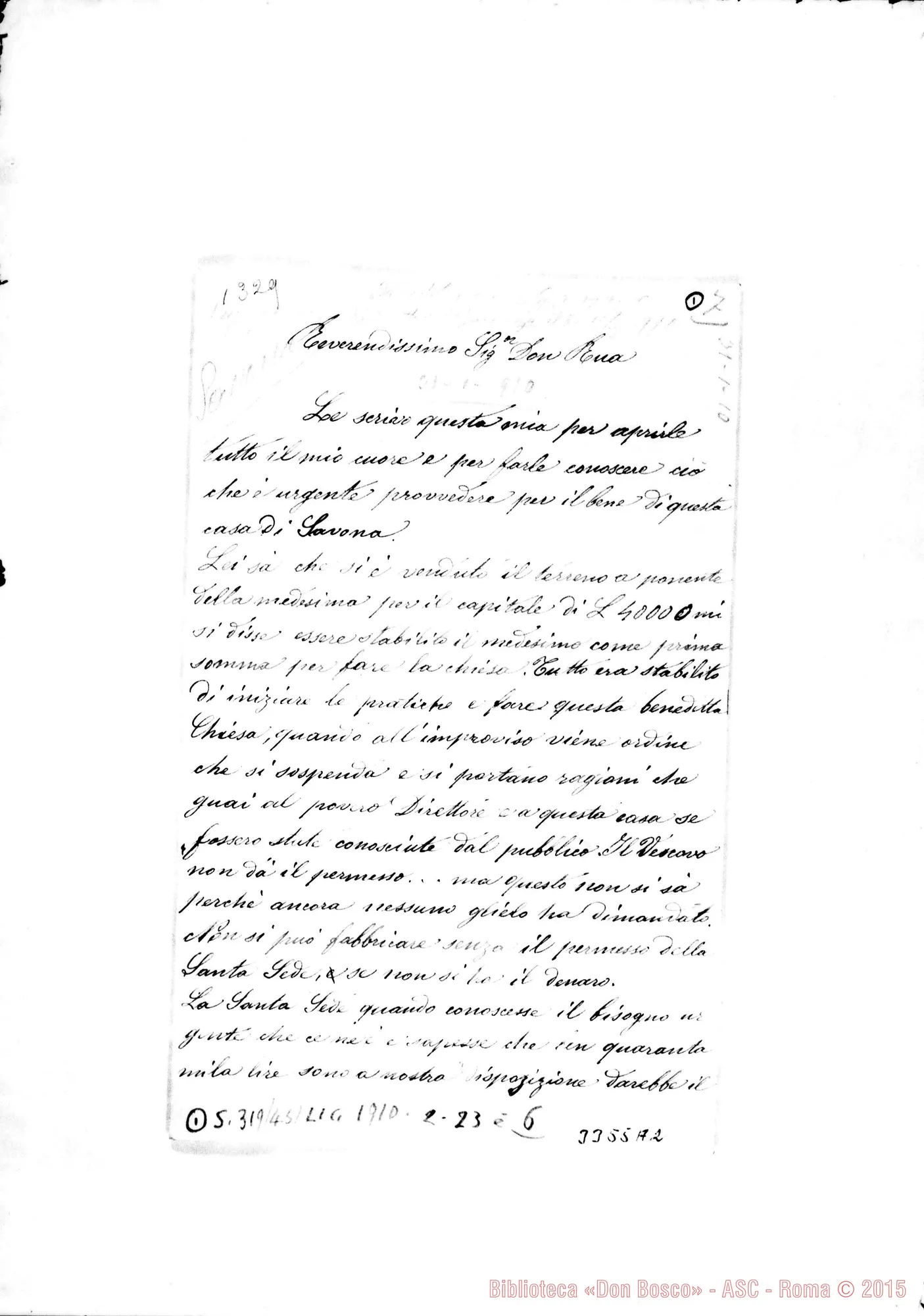Fotogramma A 2 — Luigia Bottaro-Don Rua, il 31-01-1910