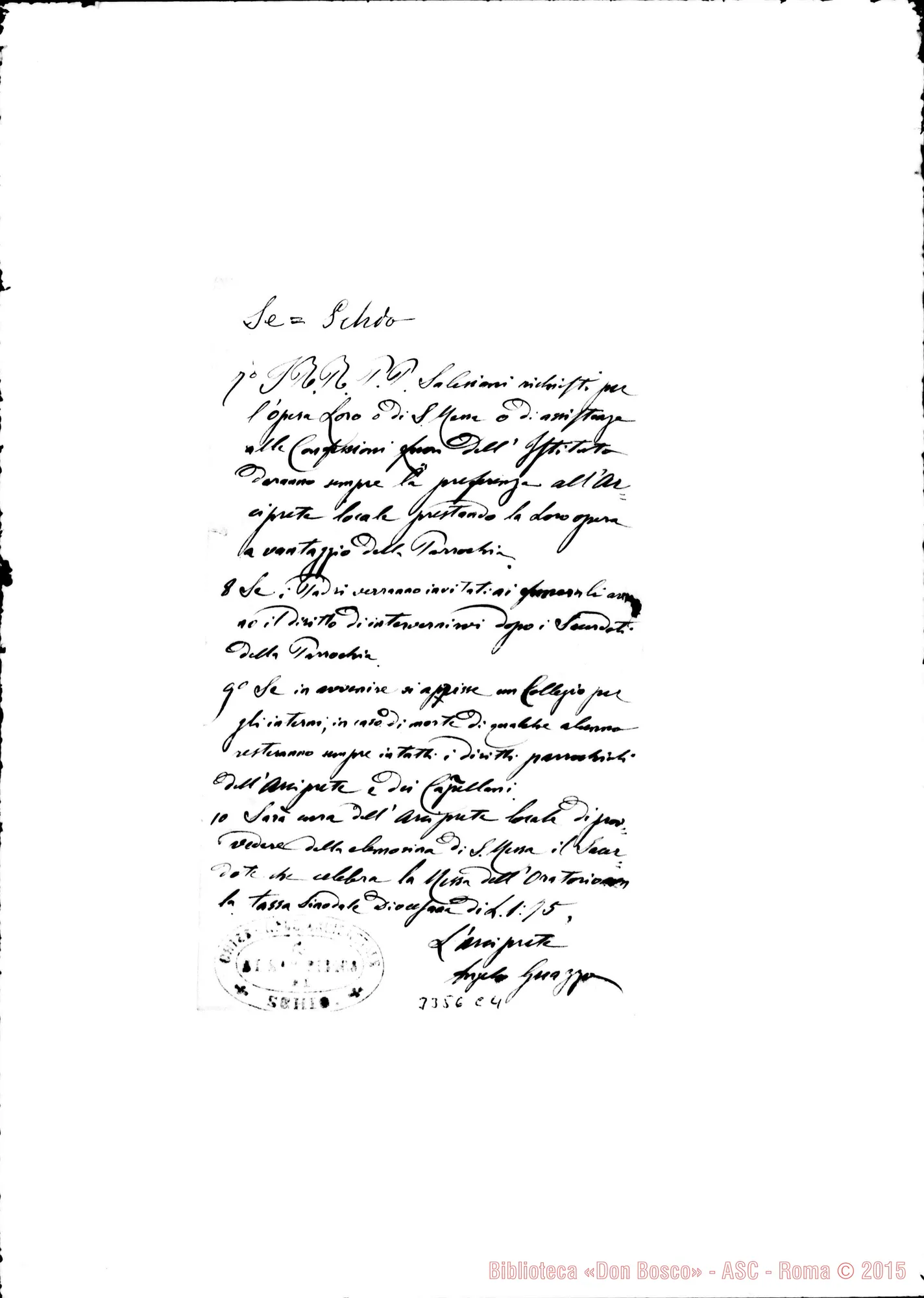 Fotogramma C 4 — Don Angelo Guazzo, arcip.: convenzione con i salesiani. Schio, 17-01-1897