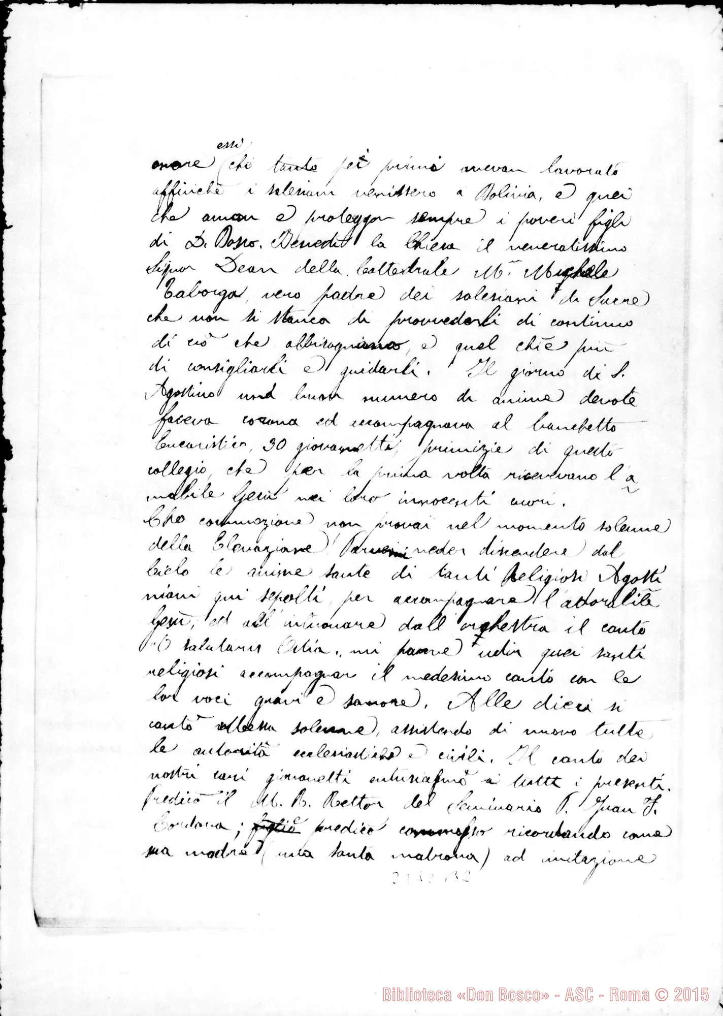 Fotogramma B 2 — Don Giovanni Gasparoli-Amatissimo Padre. Sucre, 3-09-1896 Autogr. Rua
