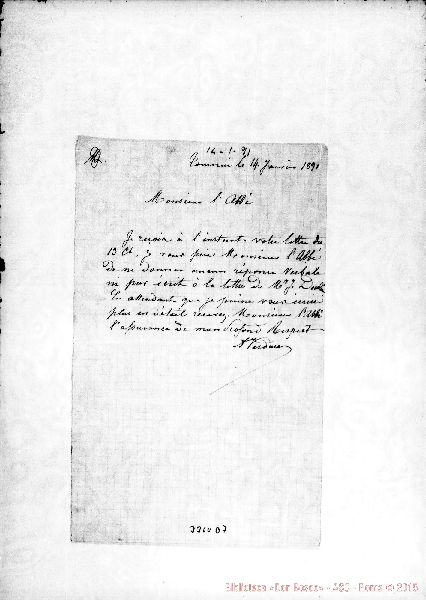 Fotogramma D 7 — M.lle Verdure-Monsieur l’Abbé. Tournai, 14-01-1891