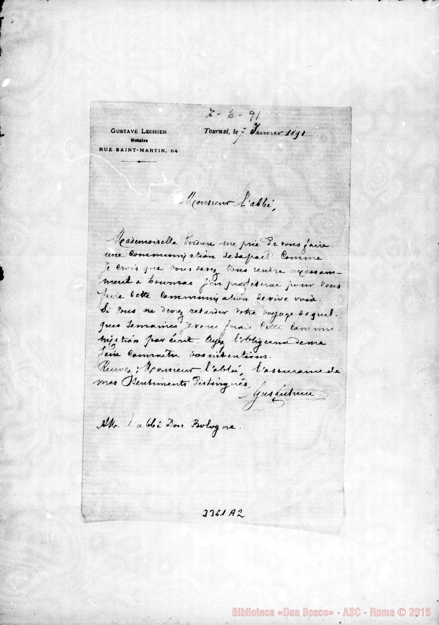 Fotogramma A 2 — Gustavo Lechien-Monsieur l’Abbé, il 7-01-1891
