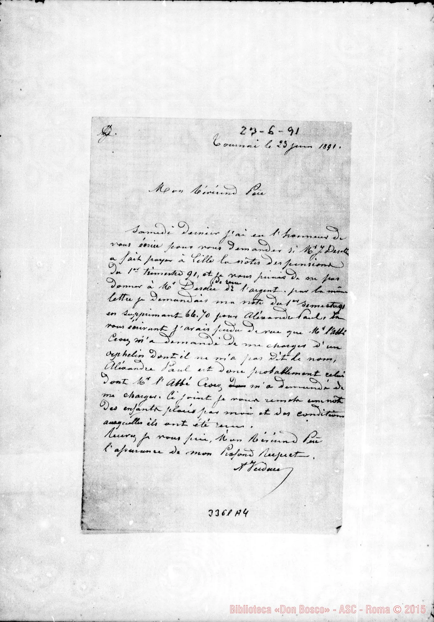 Fotogramma A 4 — M.lle Verdure-Révérend Père. Tournai, 23-06-1891