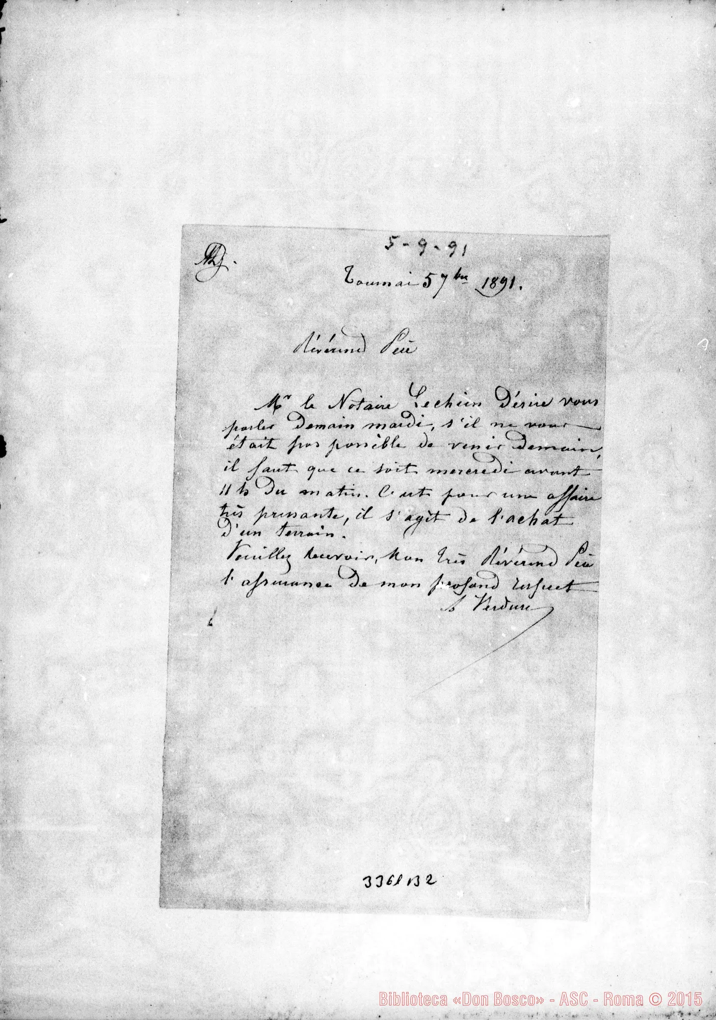 Fotogramma B 2 — M.lle Verdure-Révérend Père. Tournai, 5-09-1891