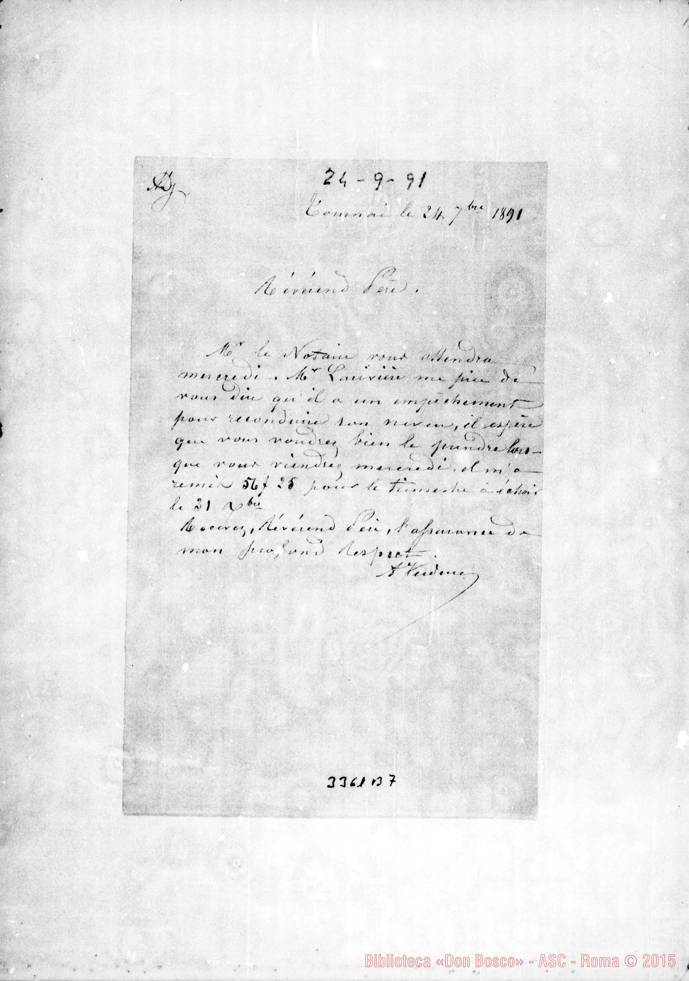Fotogramma B 7 — M.lle Verdure-Révérend Père. Tournai, 24-09-1891